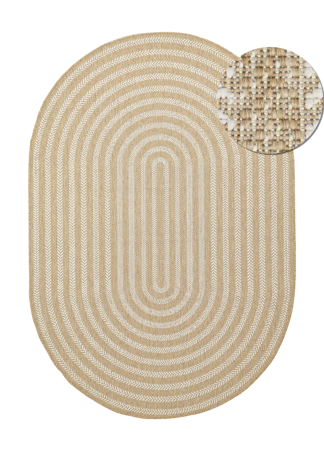 Ovalt tæppe - Indoor/outdoor Leander (natur)