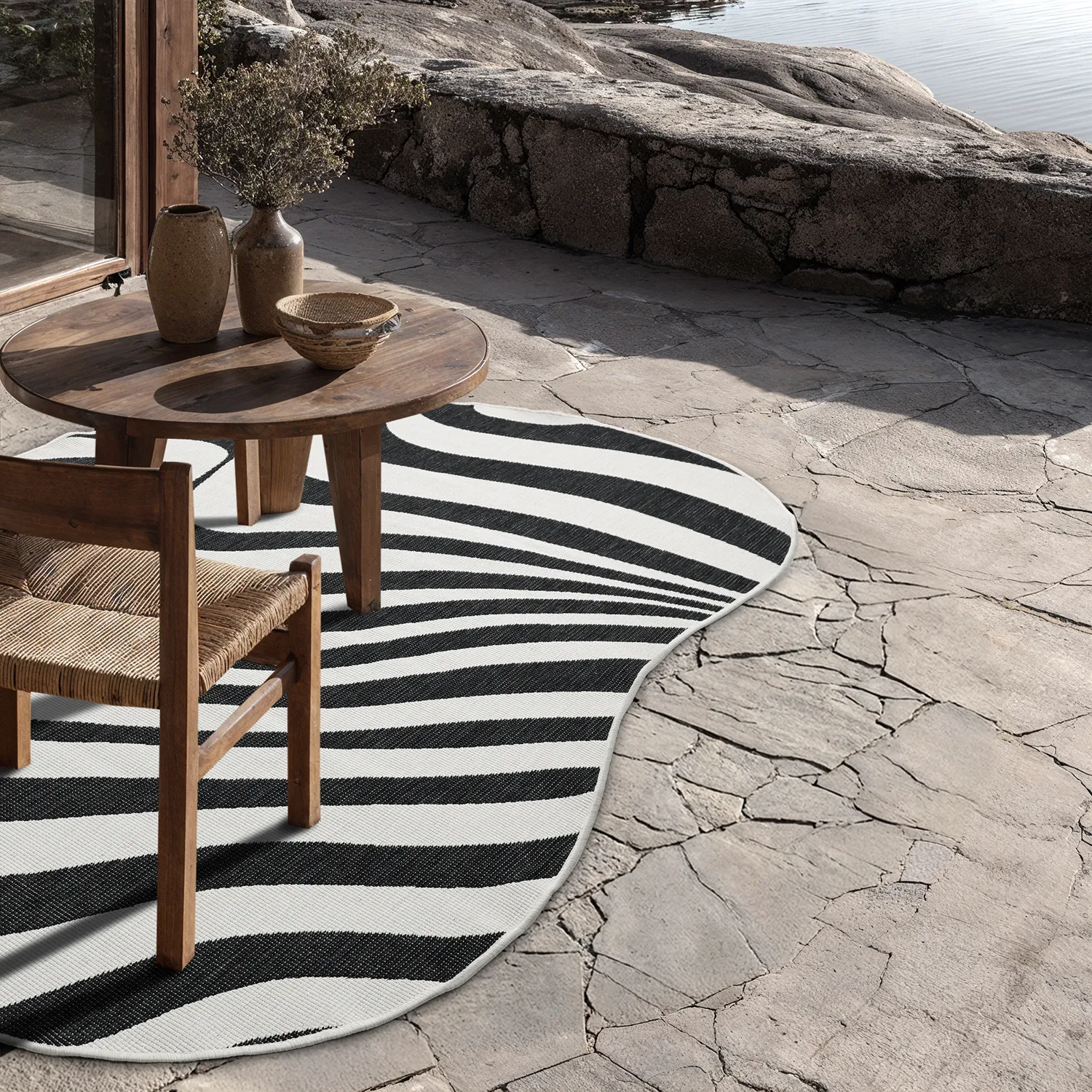 Tæpper til indendørs/udendørs brug - utomhusmatta - Remina (sort/hvid)