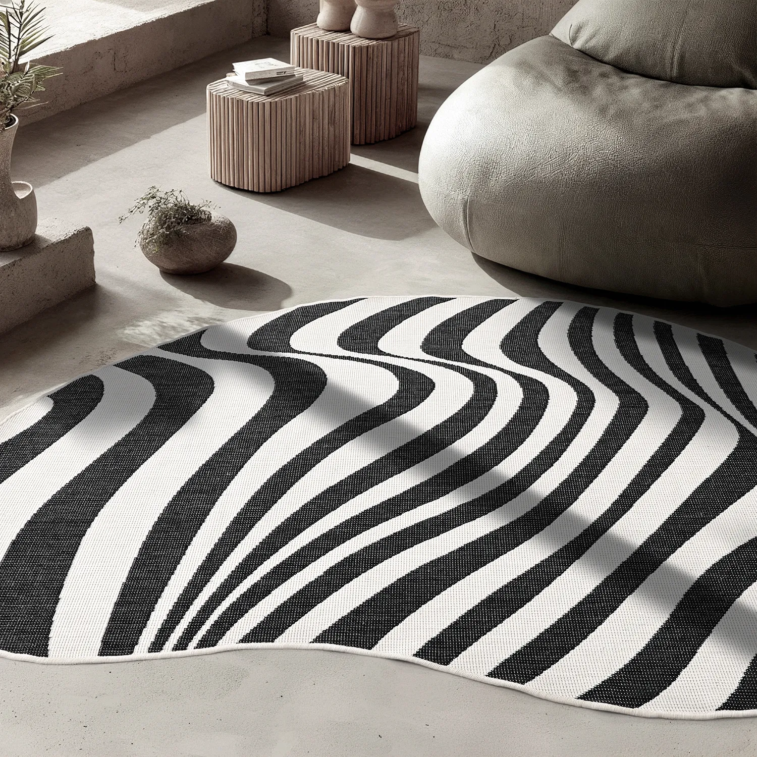 Tæpper til indendørs/udendørs brug - utomhusmatta - Remina (sort/hvid)