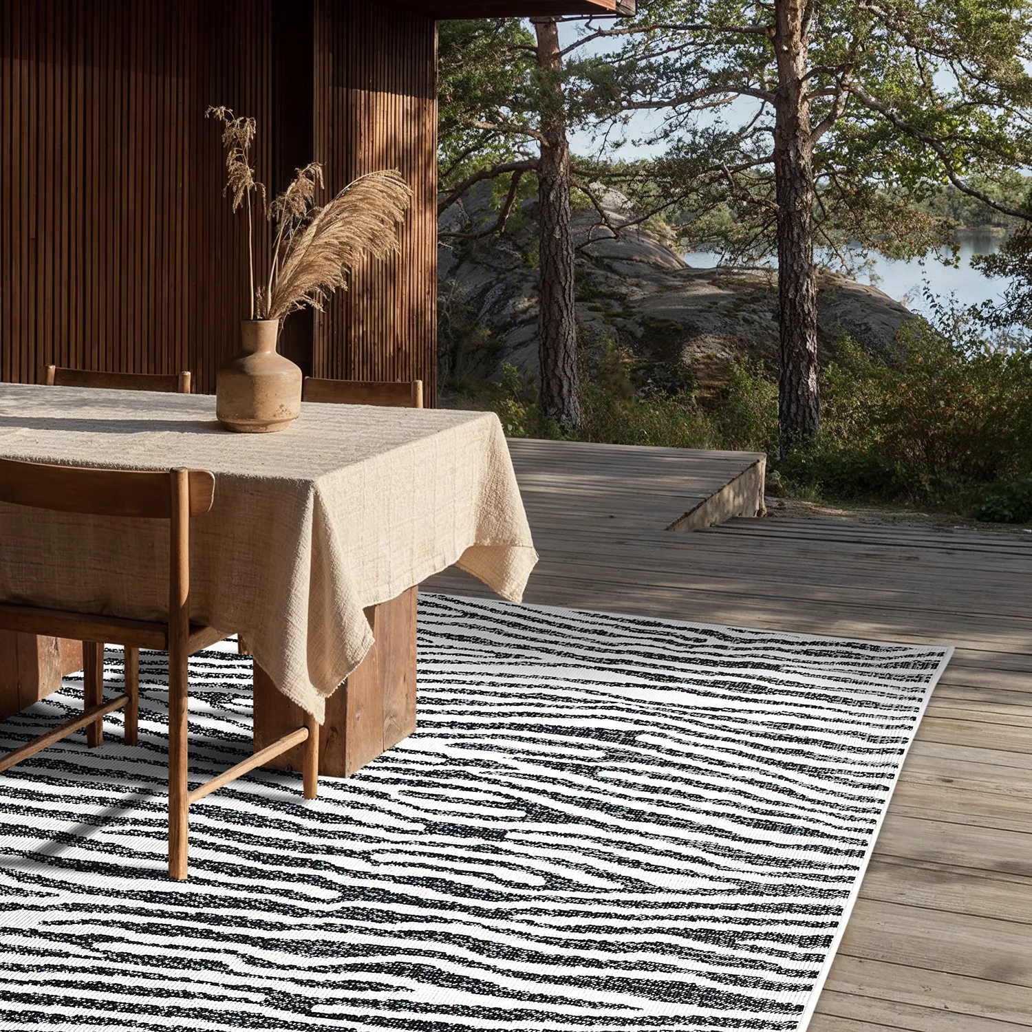 Tæpper til indendørs/udendørs brug - utomhusmatta - Vaura (sort/hvid)