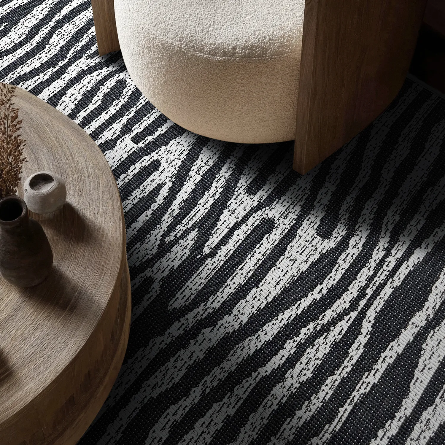 Tæpper til indendørs/udendørs brug - utomhusmatta - Vaura (sort/hvid)