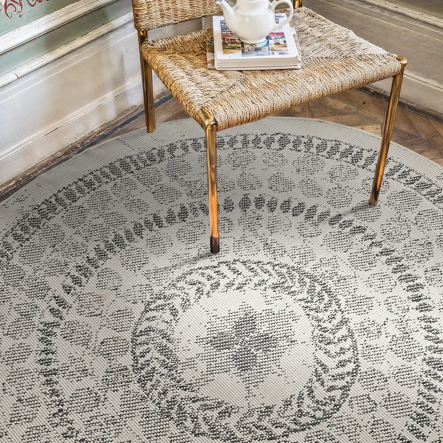 Runde tæpper - Indoor/Outdoor Malcolm (grå)