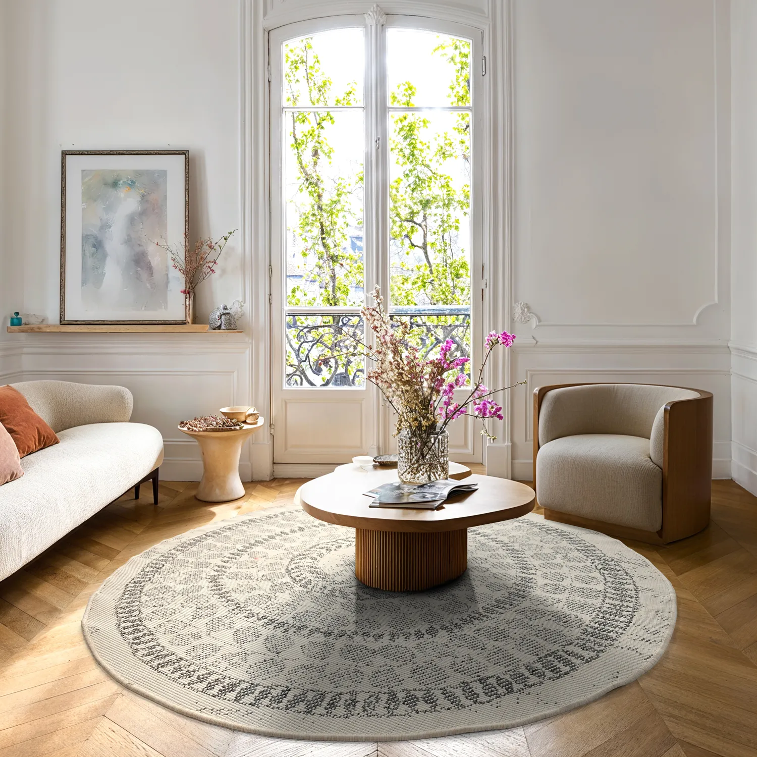 Runde tæpper - Indoor/Outdoor Malcolm (grå)