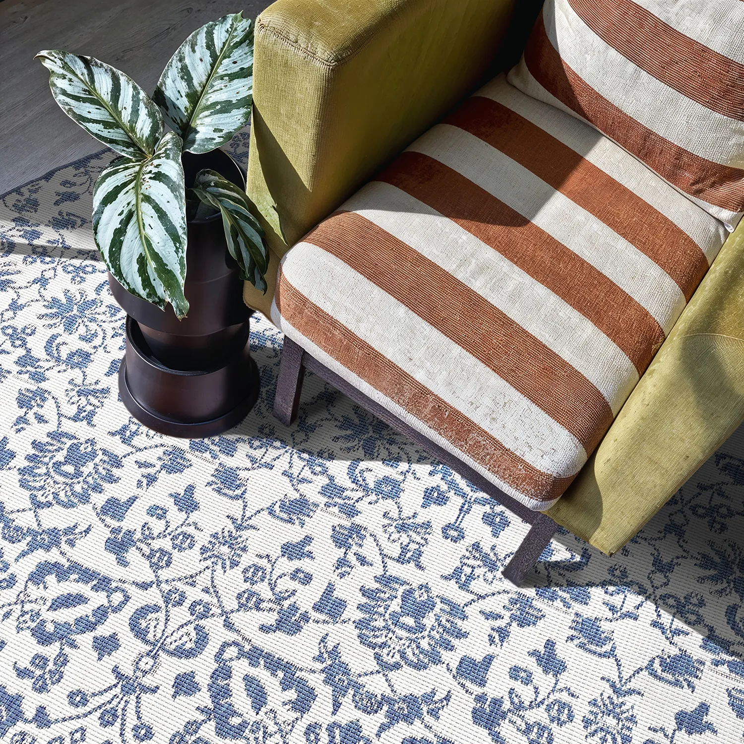 Rundt tæppe - Brussels Ocean (blå)