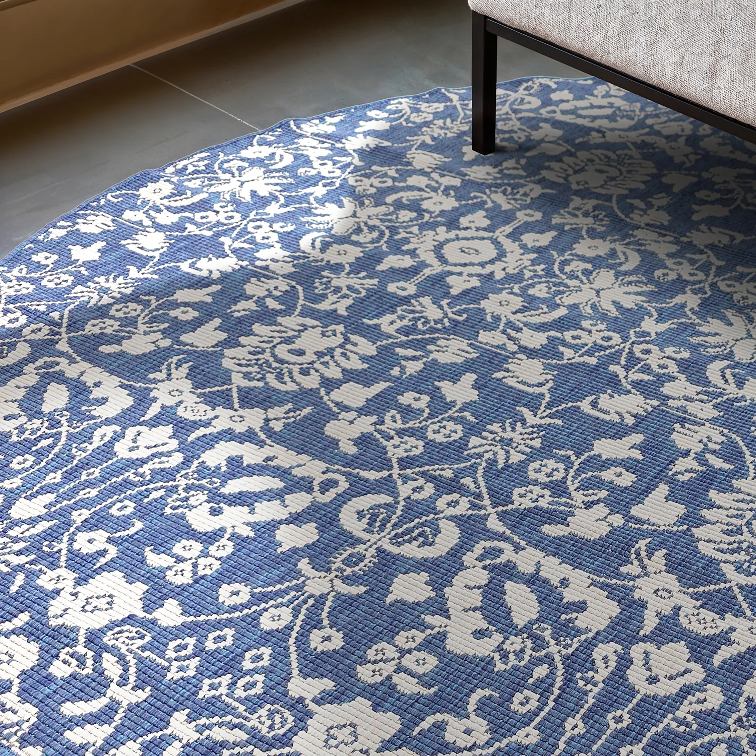 Rundt tæppe - Brussels Ocean (blå)