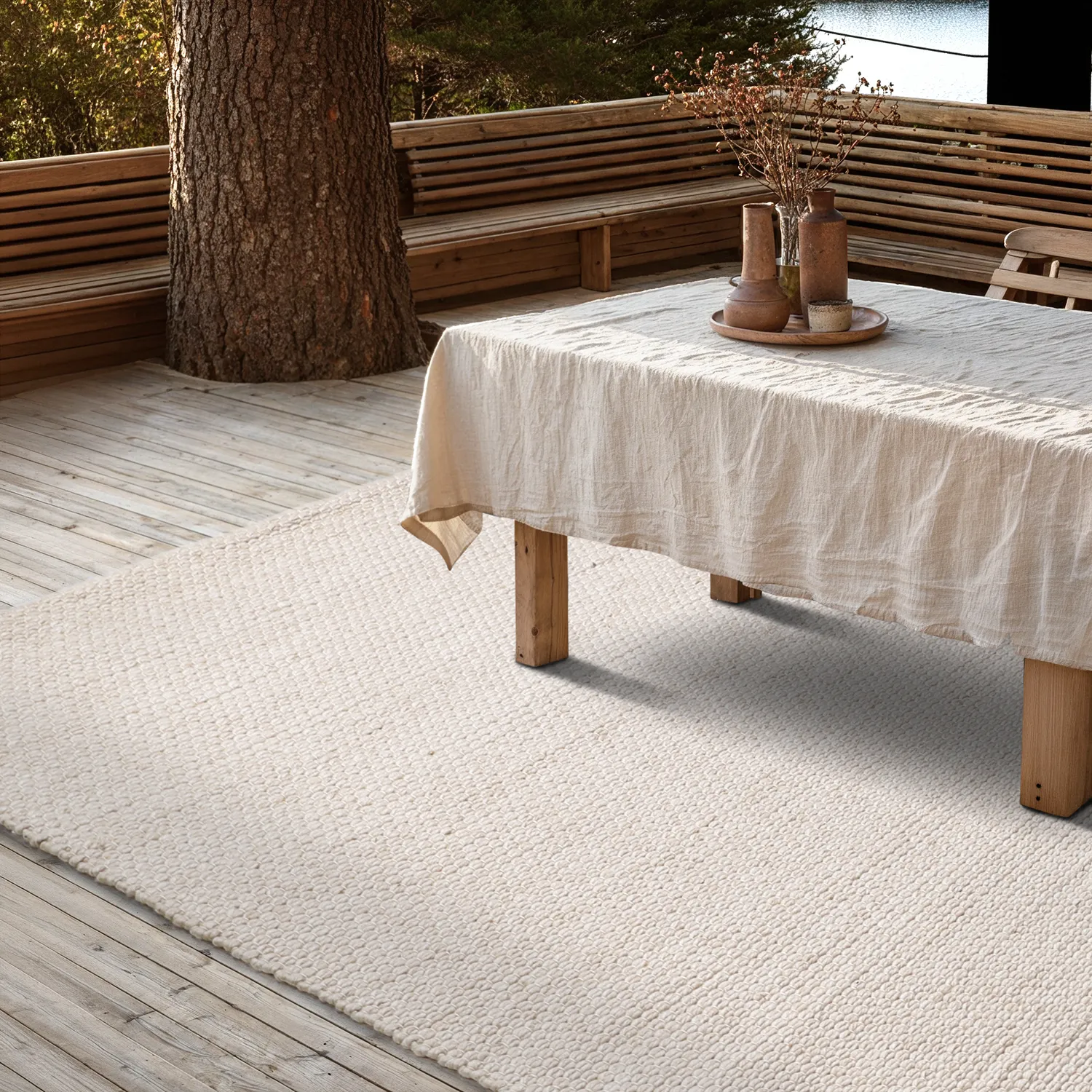 Tæpper til indendørs/udendørs brug - Arco Wool Look (fløde)