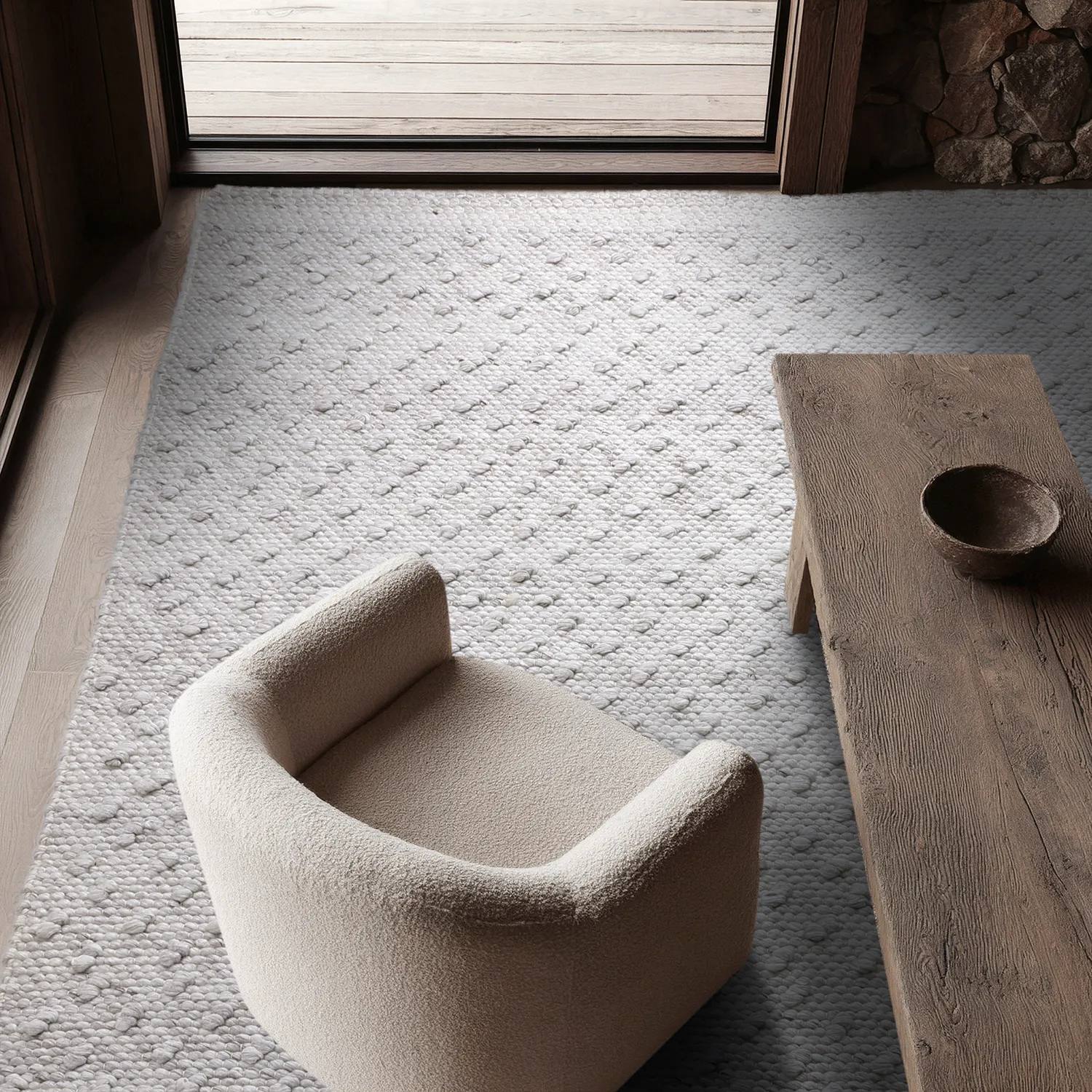 Tæpper til indendørs/udendørs brug - Todi Wool Look (grå/beige)