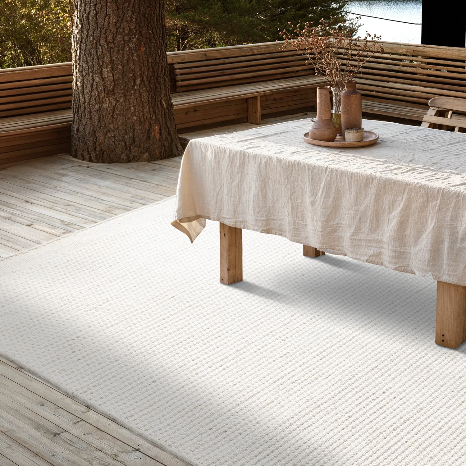 Tæpper til indendørs/udendørs brug - Coastal Wool Look (fløde)