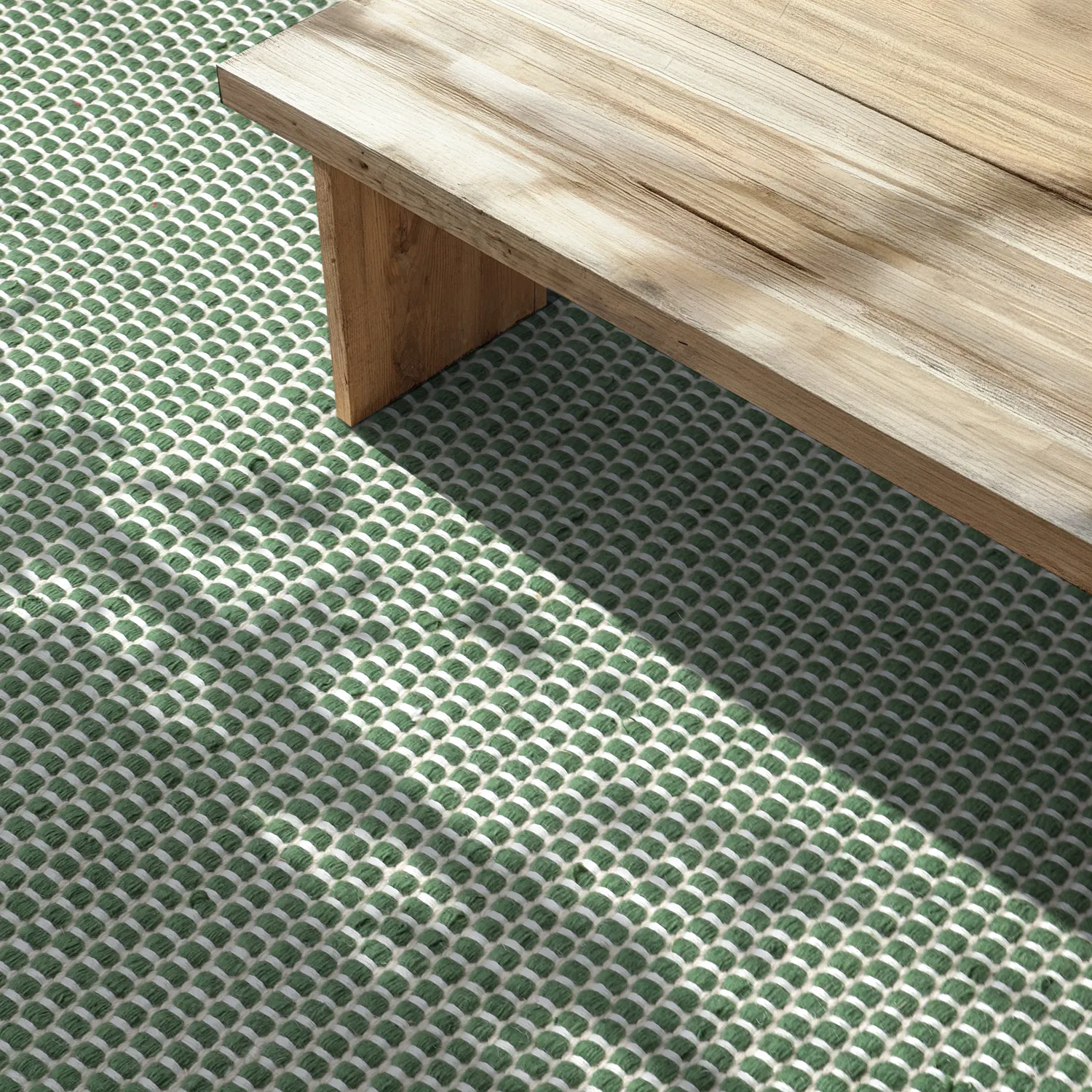 Tæpper til indendørs/udendørs brug - Coastal Wool Look (grøn/hvid)