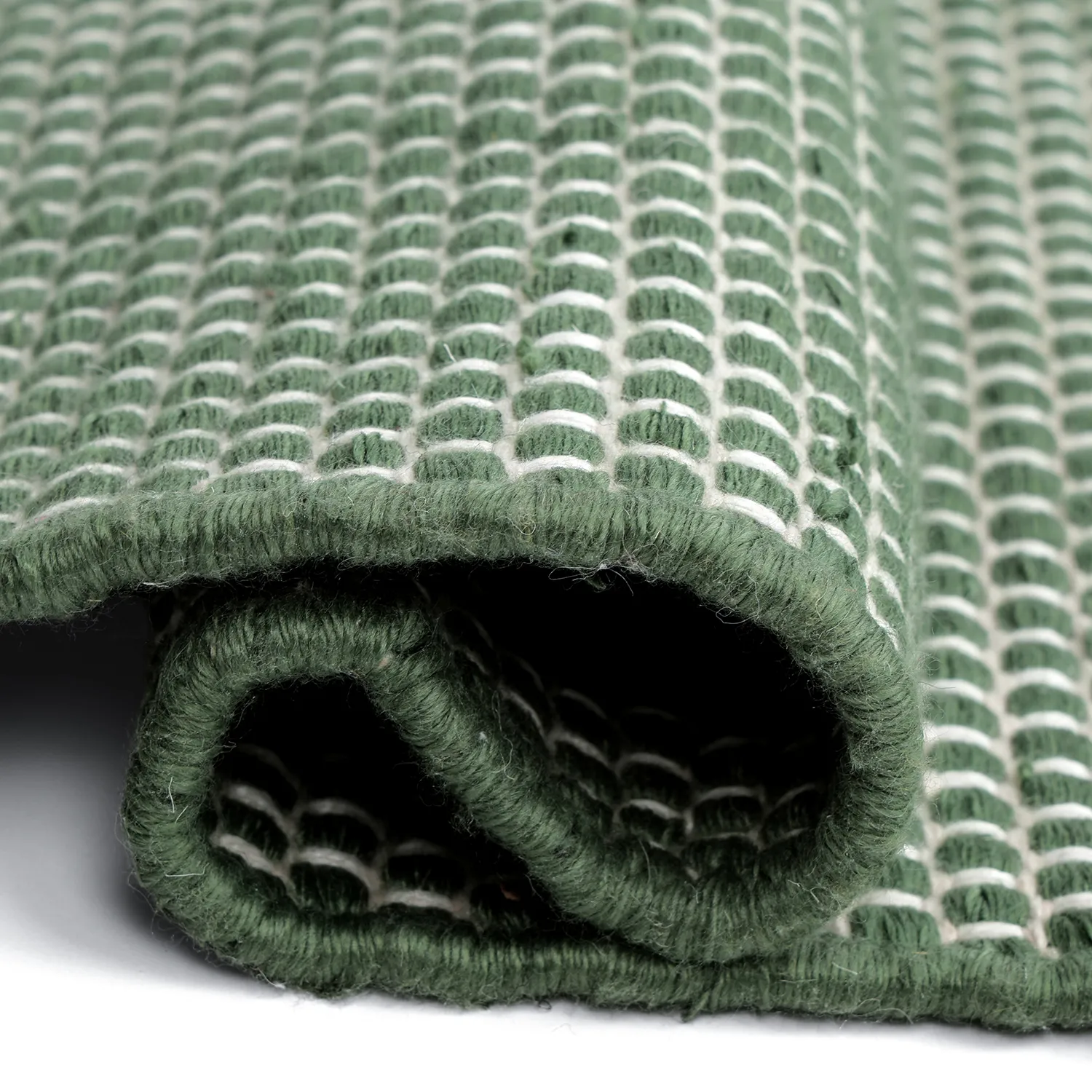 Tæpper til indendørs/udendørs brug - Coastal Wool Look (grøn/hvid)