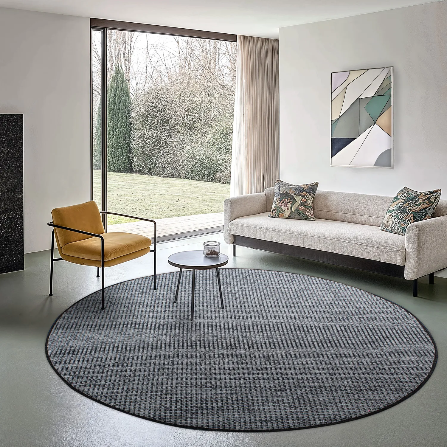 Rundt tæppe - Bergen (antracit)