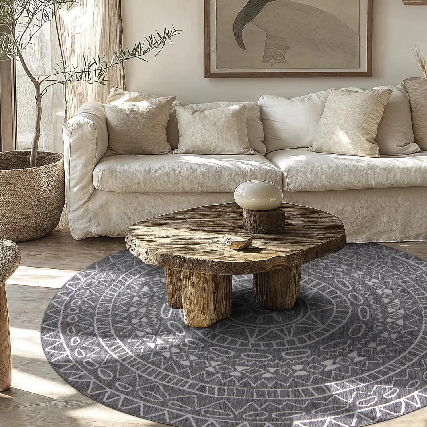 Rundt tæppe - Brussels Diamond (grå)