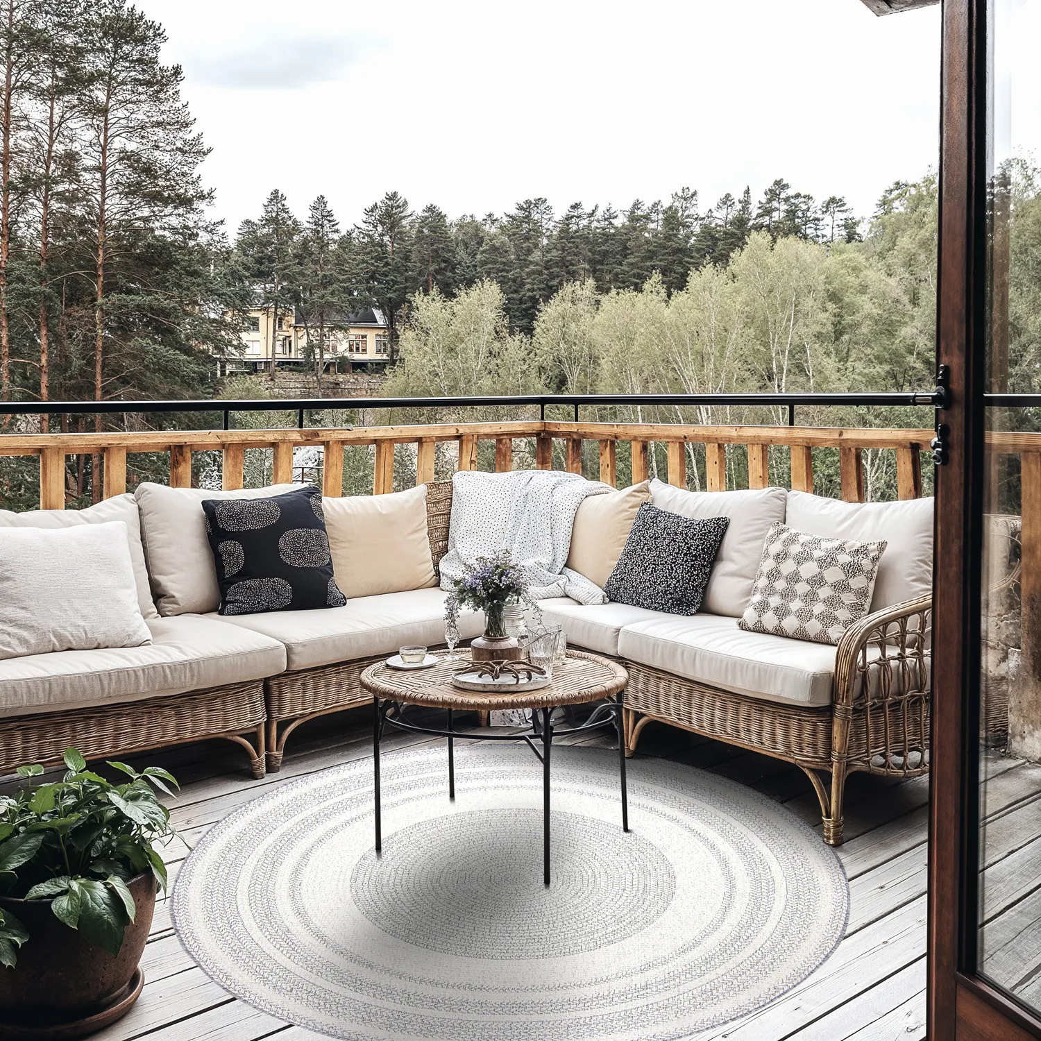 Runde tæpper - Indoor/Outdoor Angus (grå)