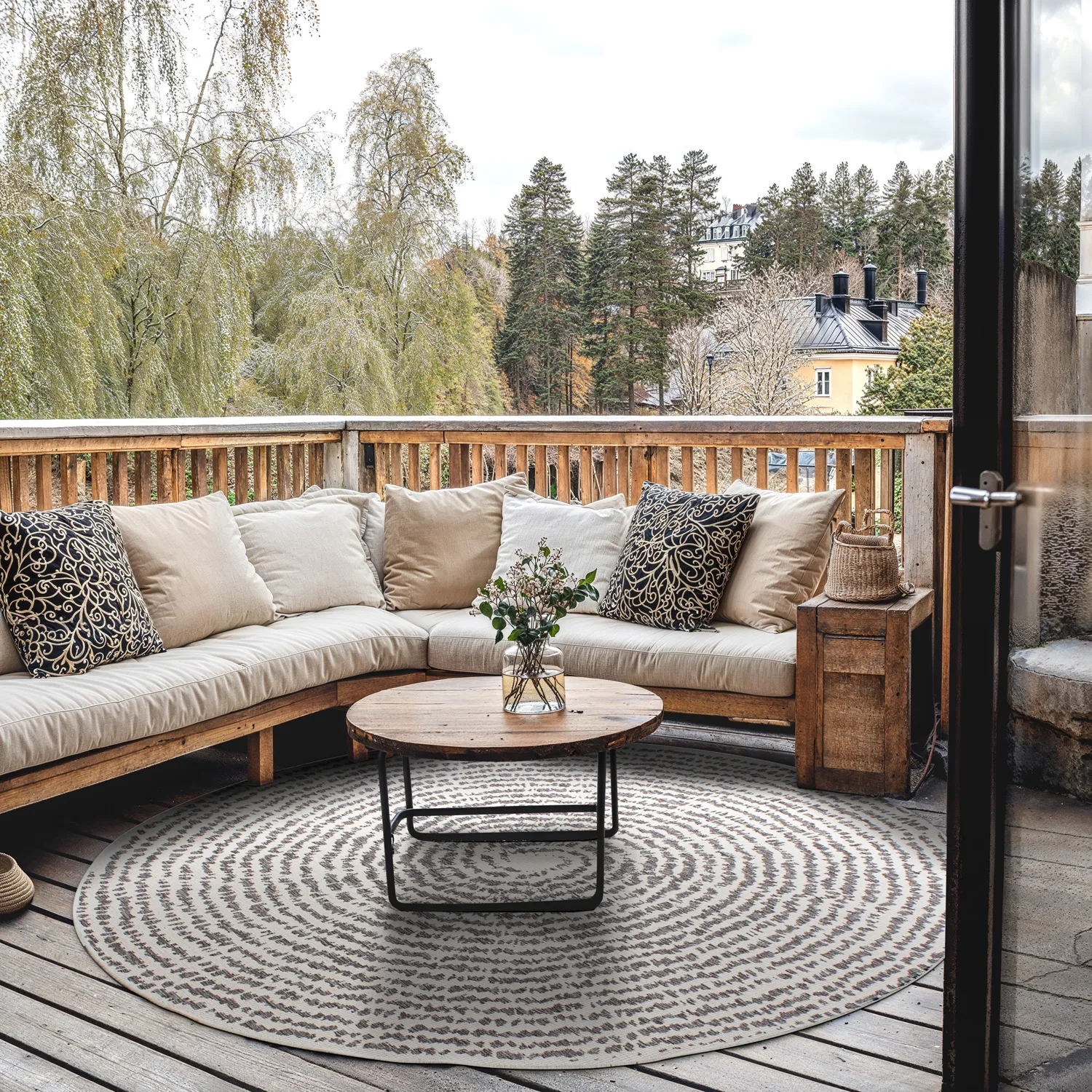 Rundt tæppe - Brussels Swirl (grå)