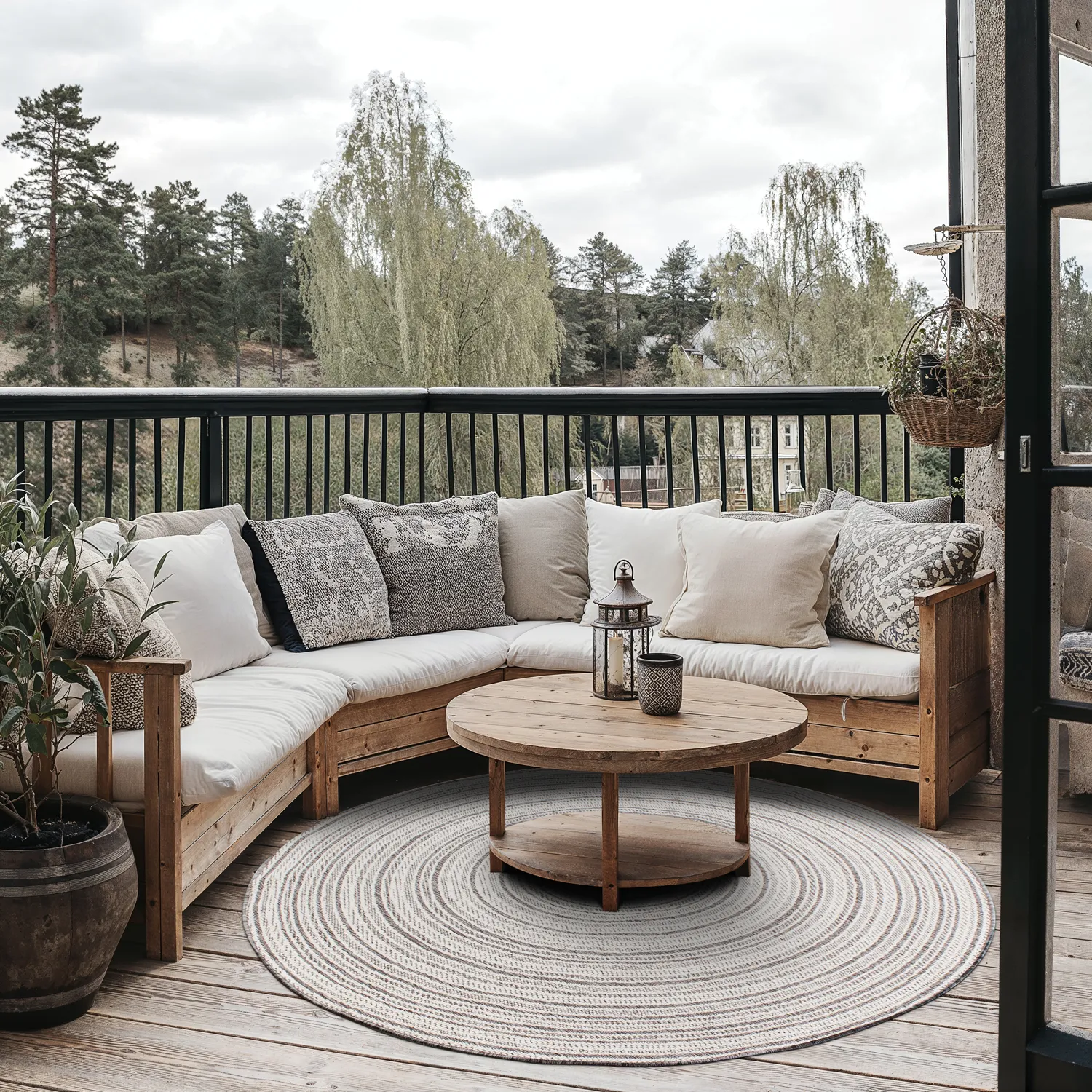 Rundt tæppe - Brussels Weave (grå)