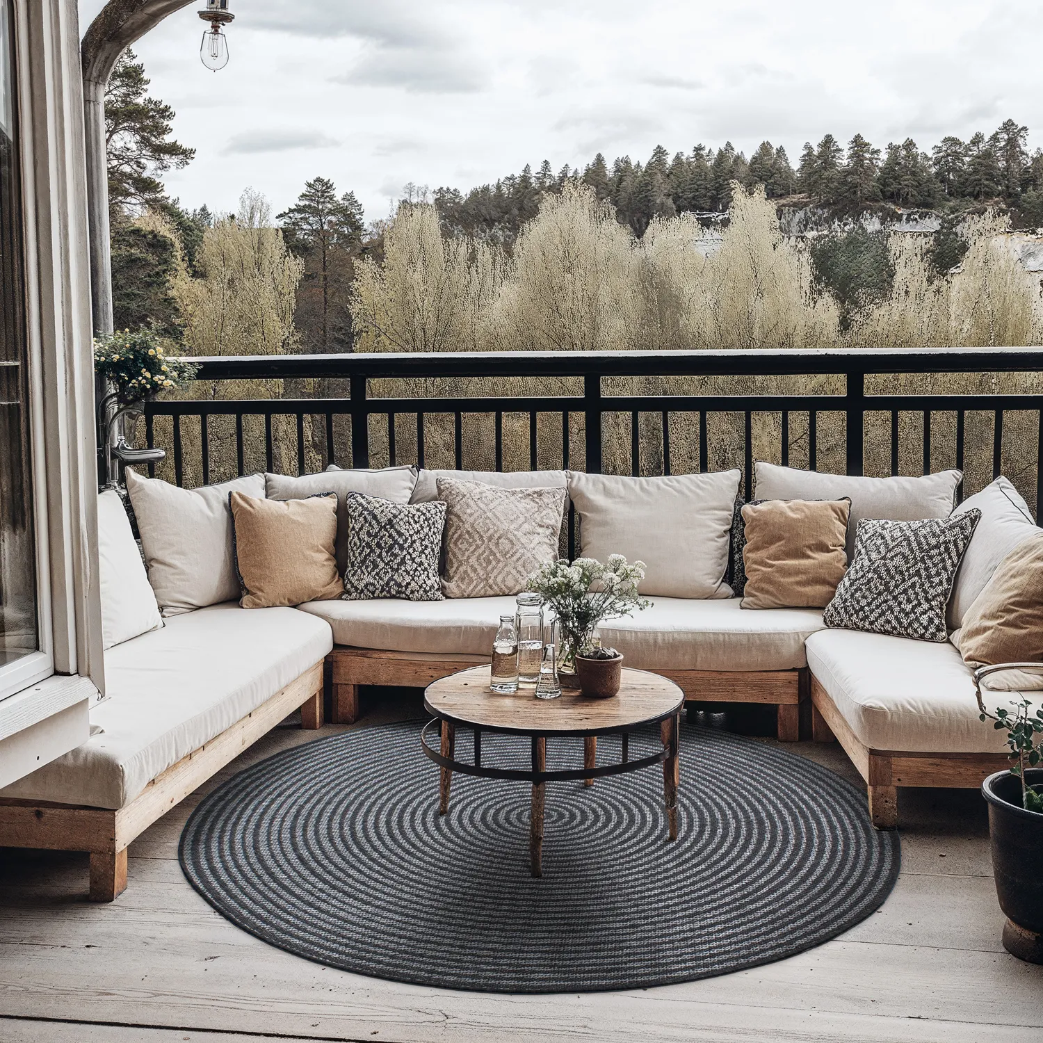 Rundt tæppe - Ferragudo (antracit)