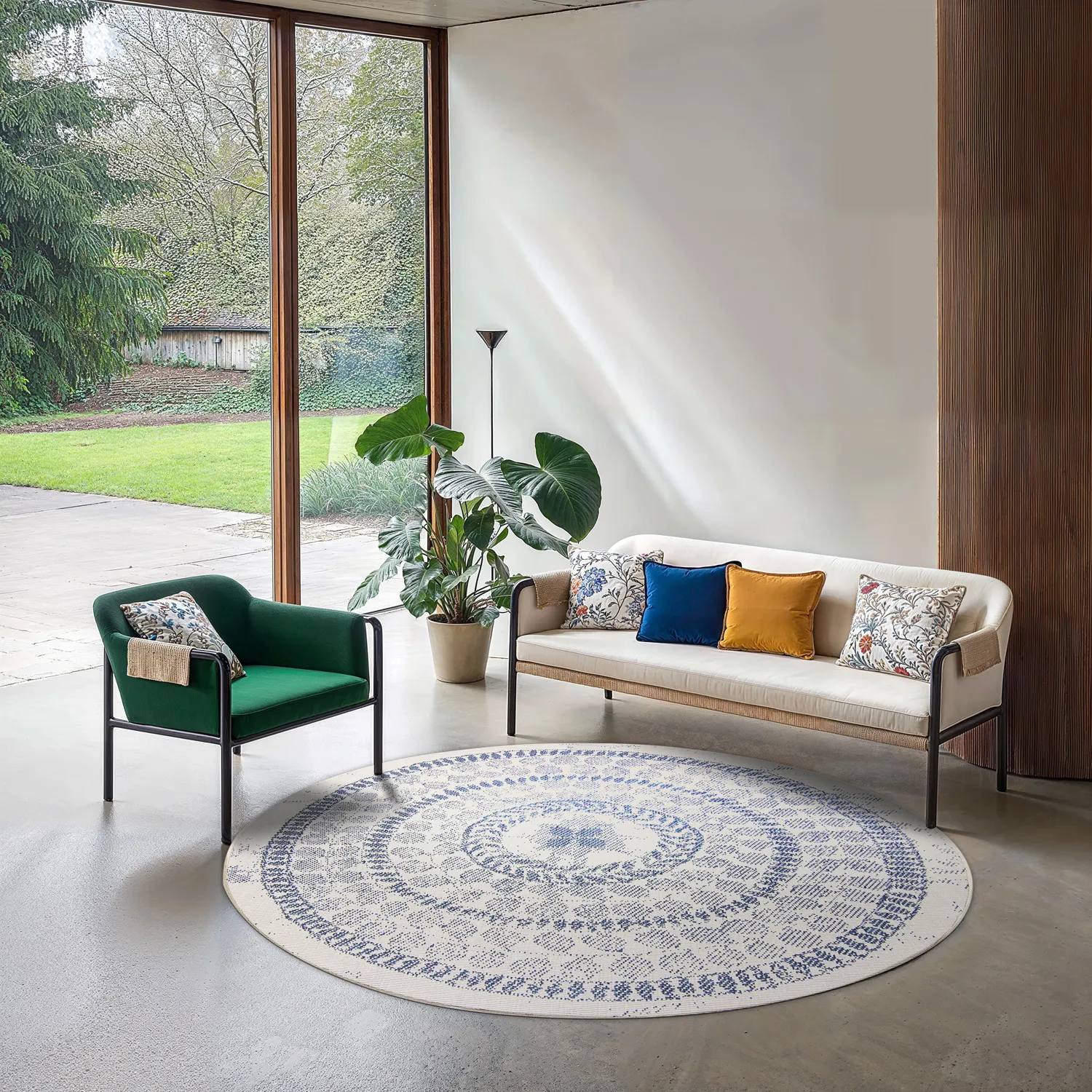 Runde tæpper - Indoor/Outdoor Malcolm (blå)