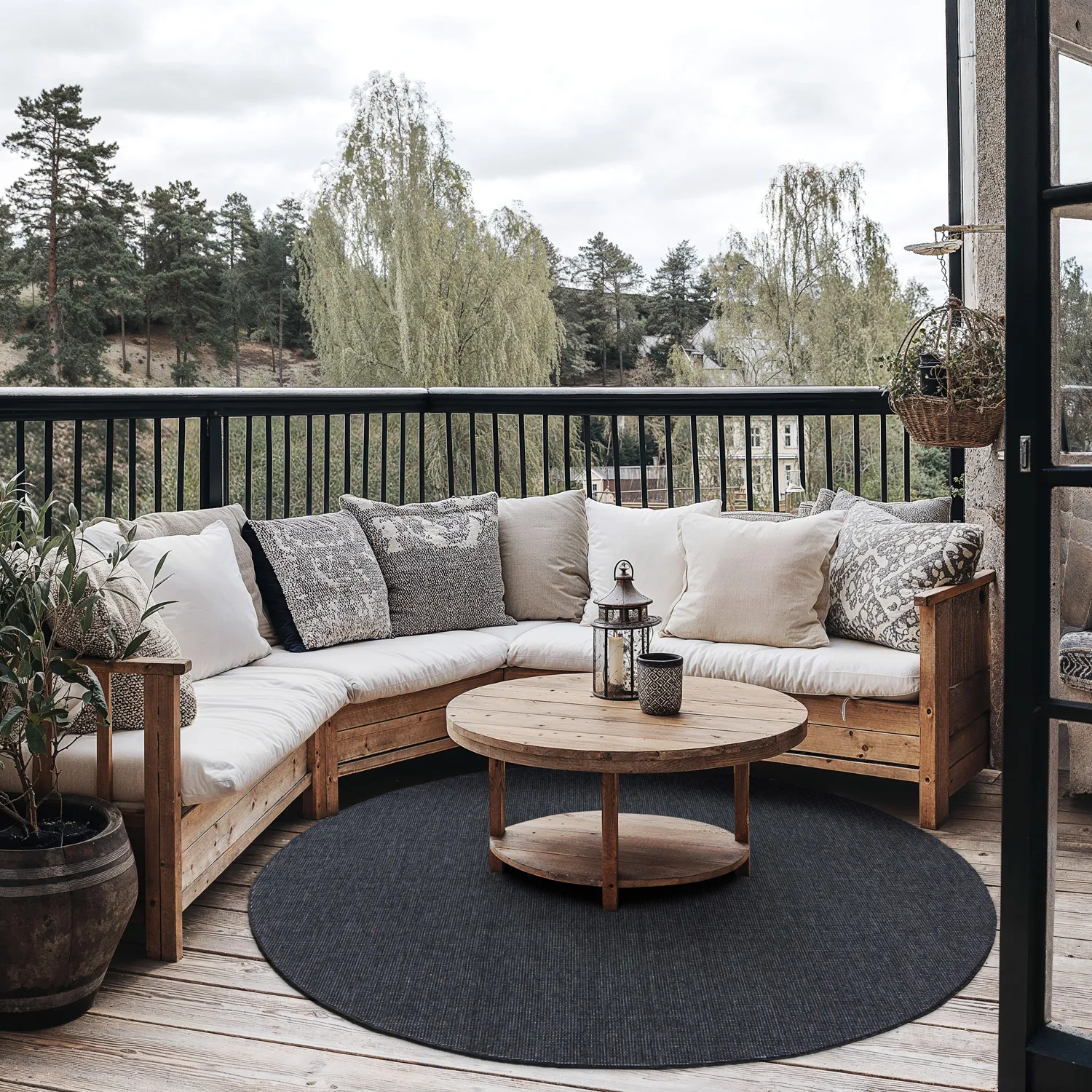 Rundt tæppe - Monsanto (antracit)