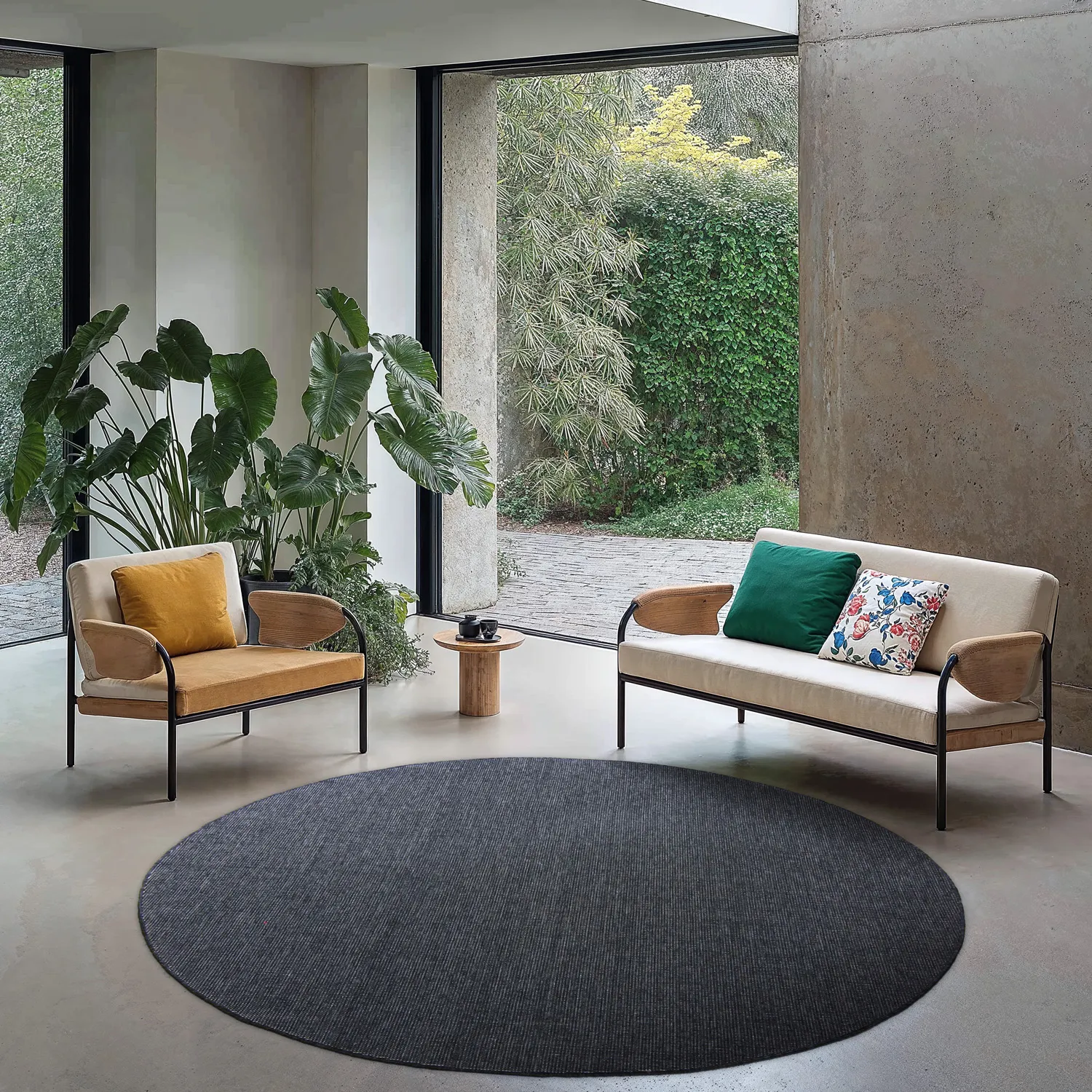 Rundt tæppe - Monsanto (antracit)