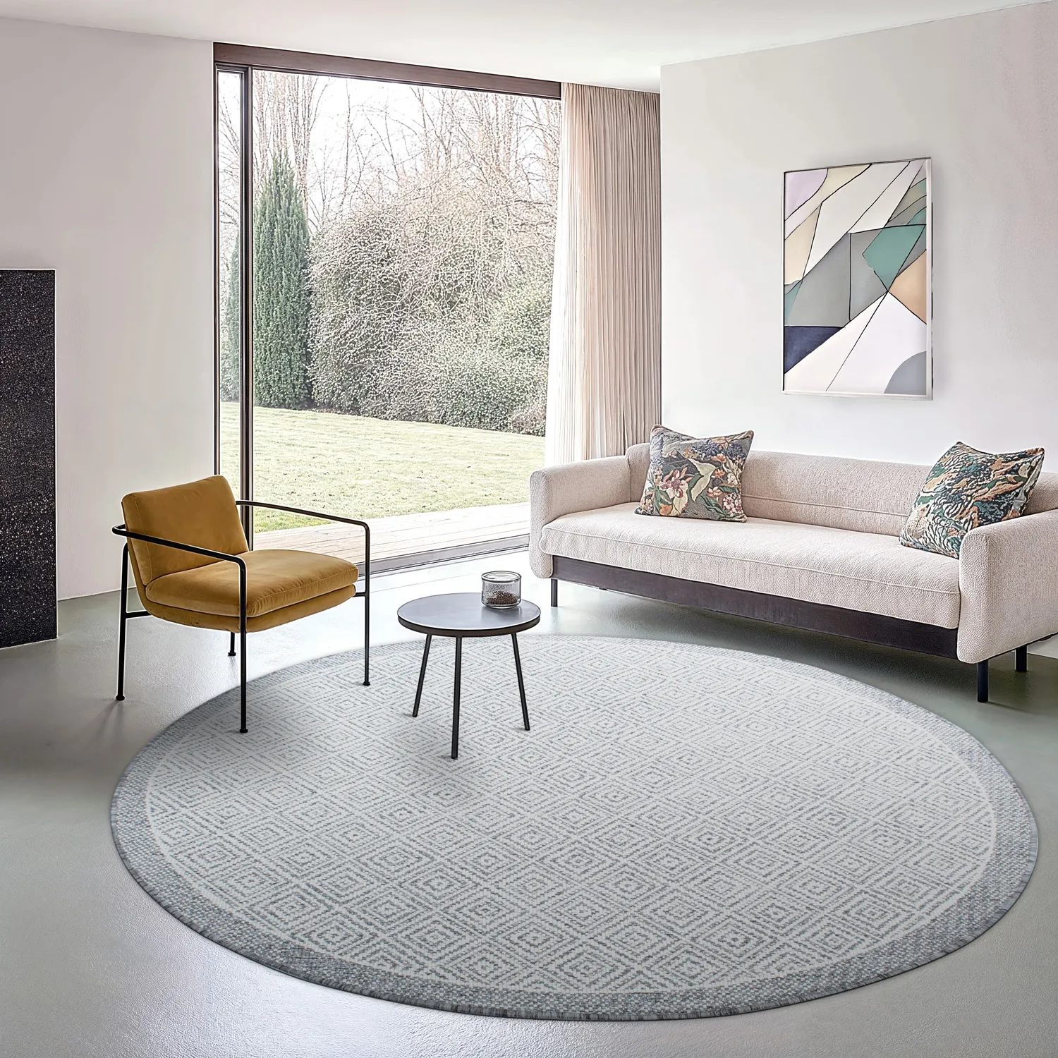 Rundt tæppe - Monsaraz (grå)