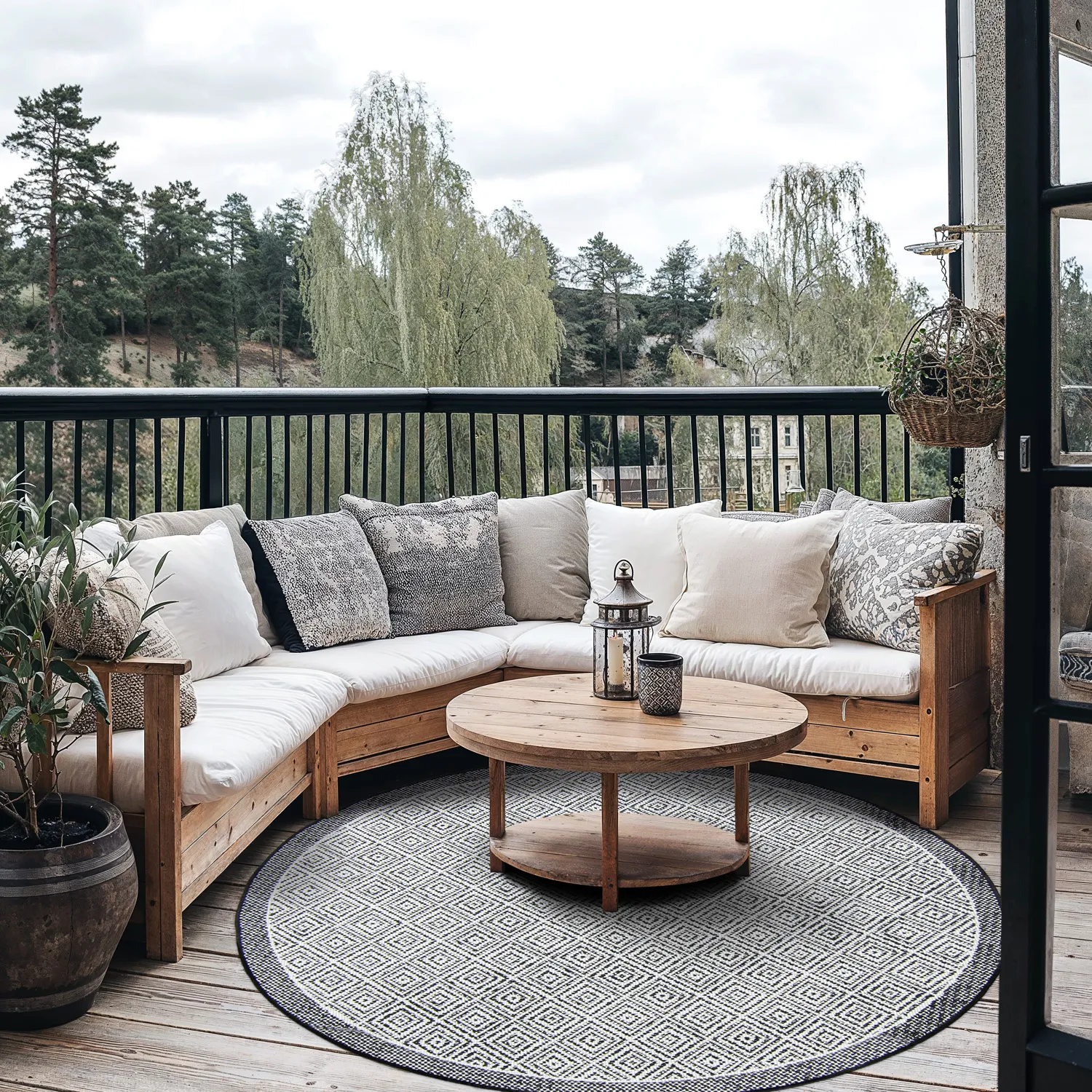 Rundt tæppe - Monsaraz (sort)