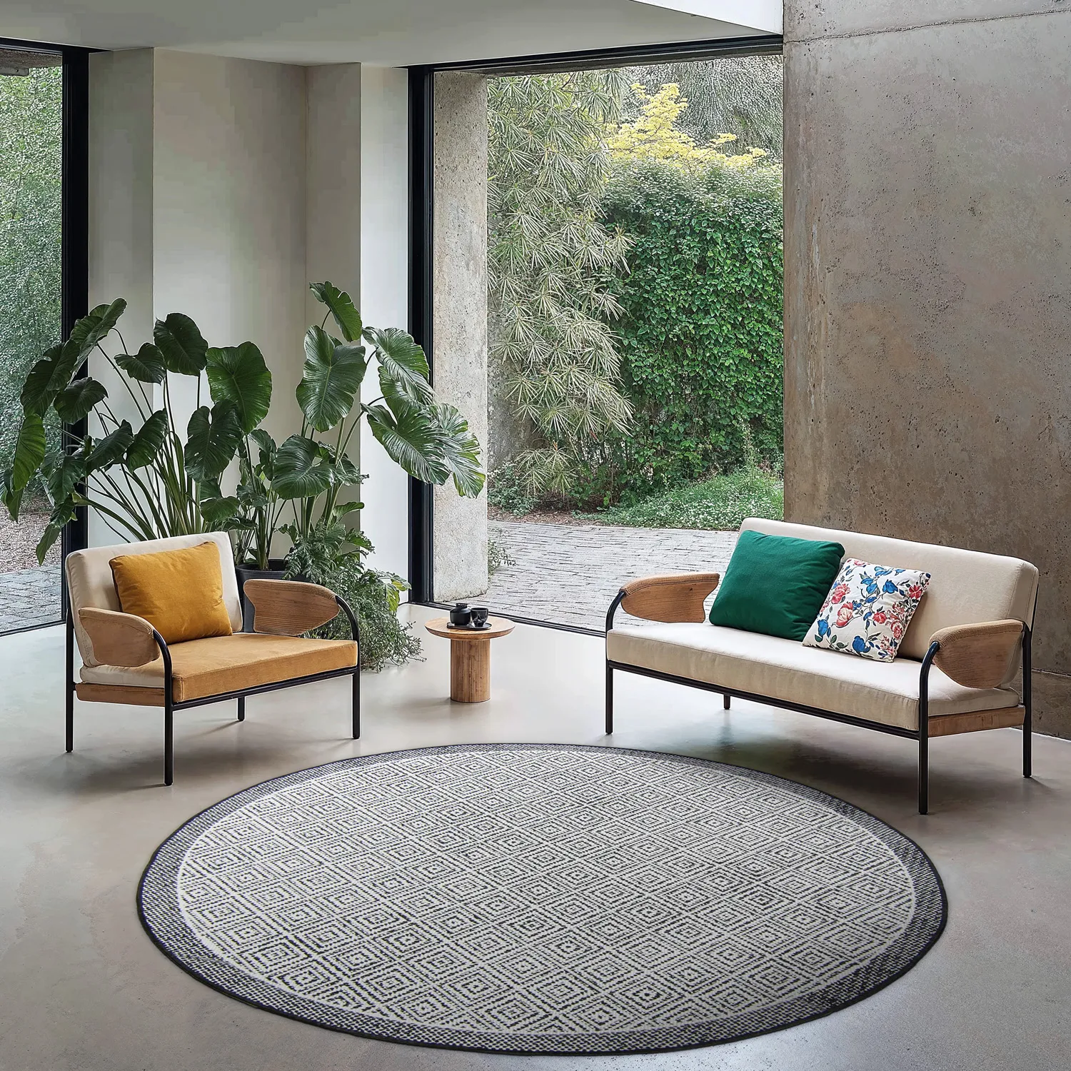 Rundt tæppe - Monsaraz (sort)