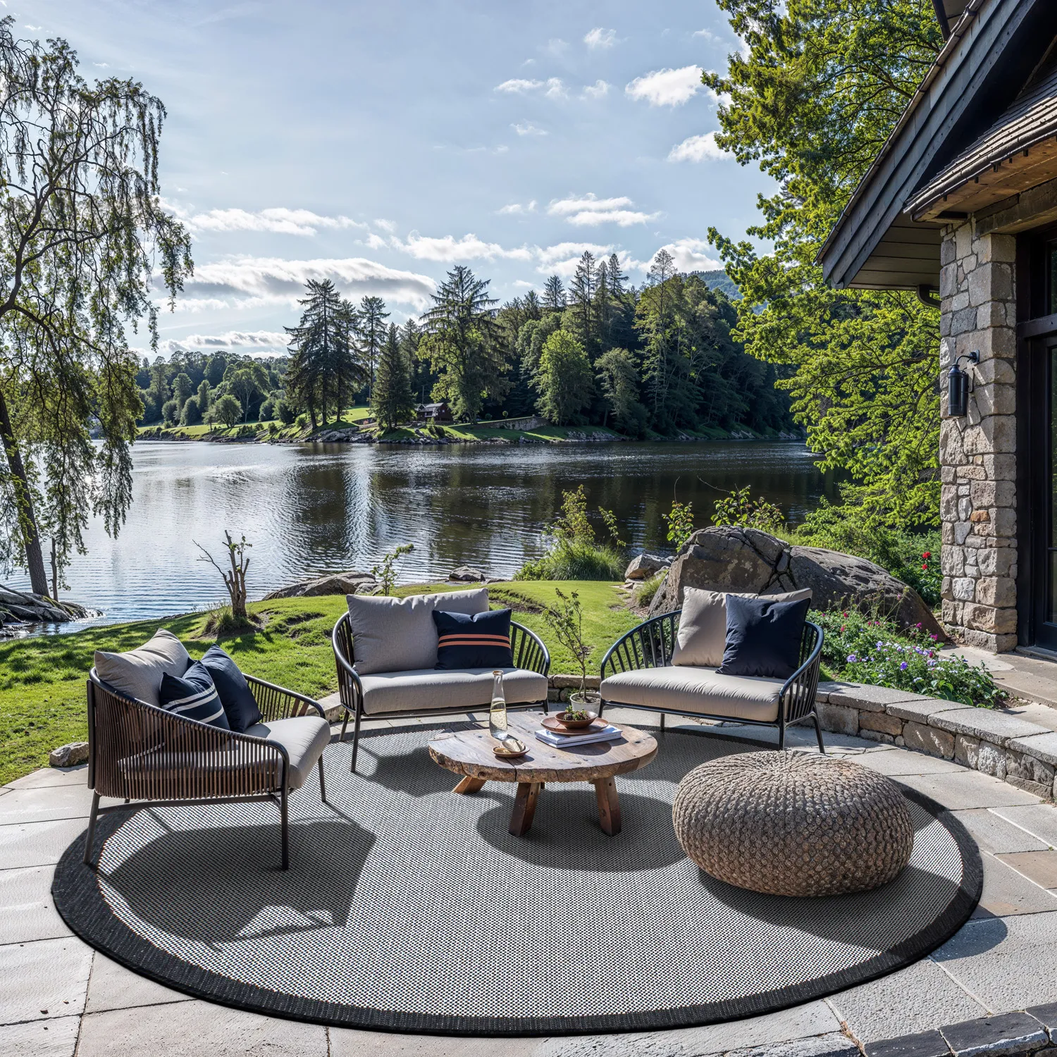 Rundt tæppe - Sortelha (sort)