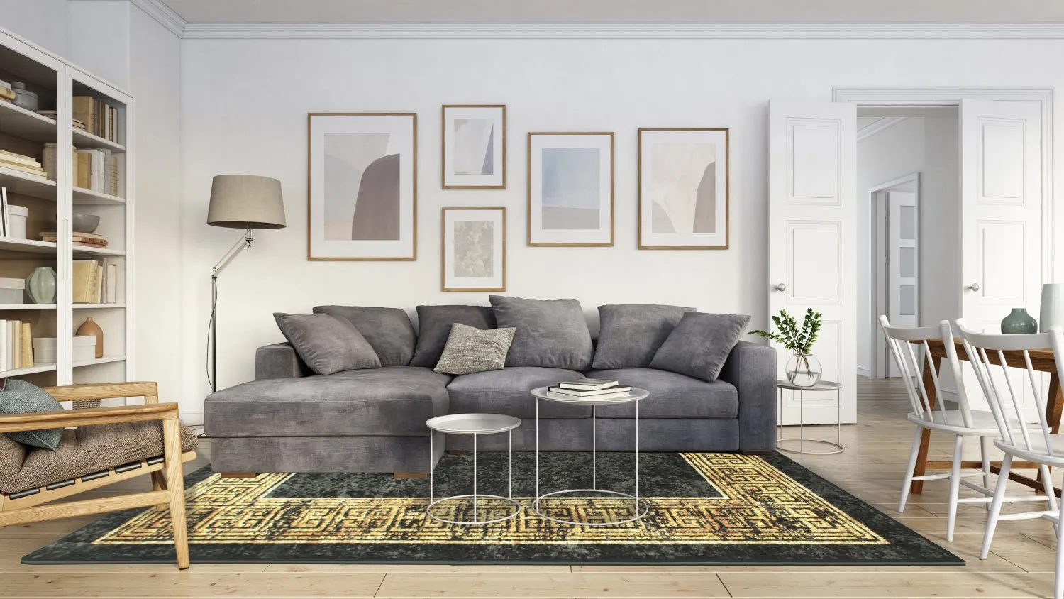 Wilton-tæppe - Tilos (sort/guld)