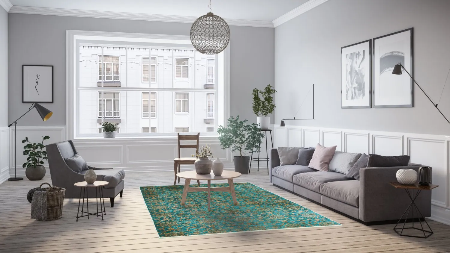 Wilton-tæppe - Palazzo (turkis)