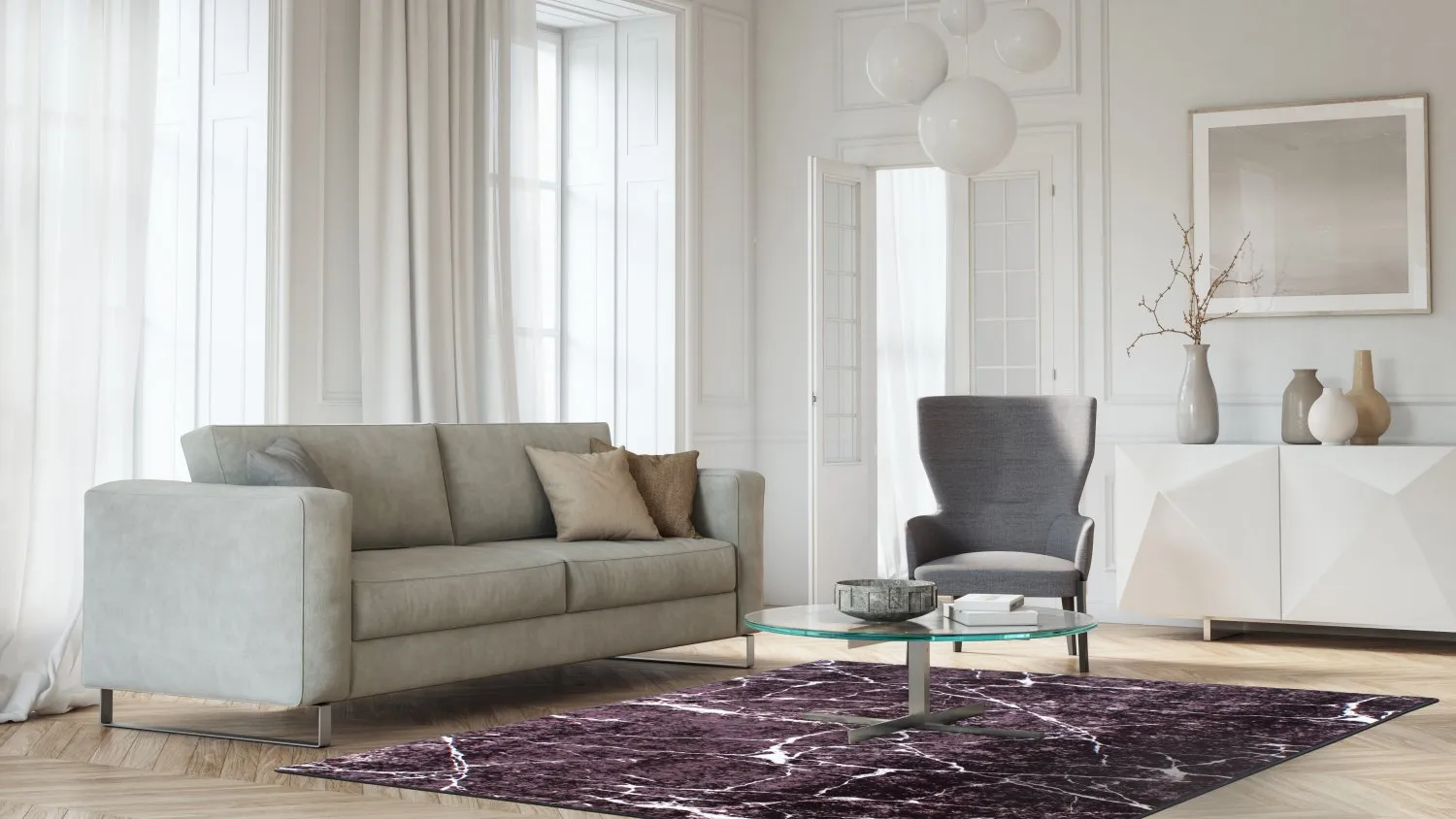 Wilton-tæppe - Vieste (sort/hvid)