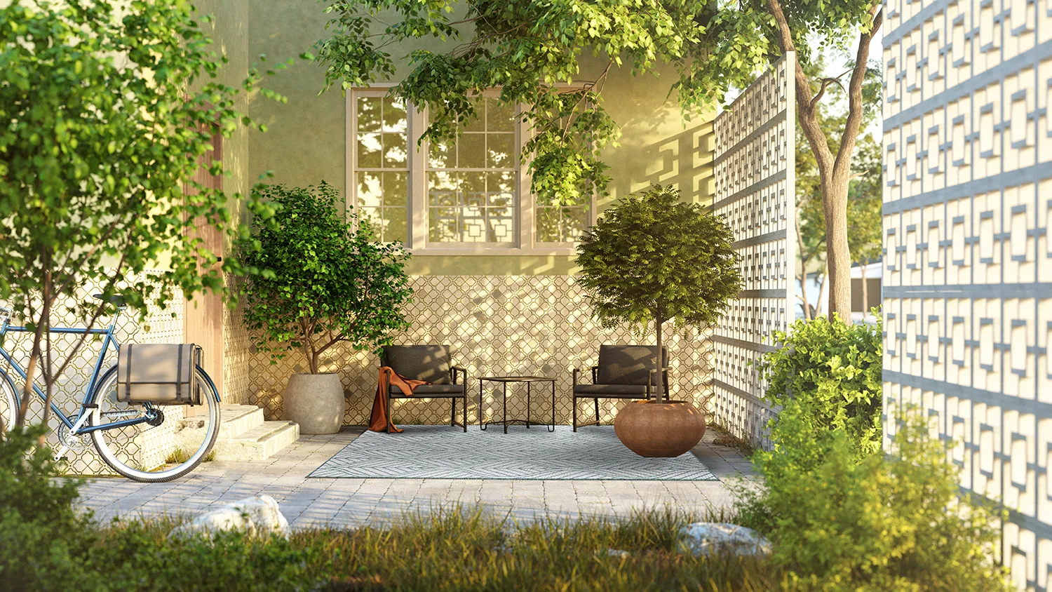 Tæpper til indendørs/udendørs brug - Harvey (grøn)