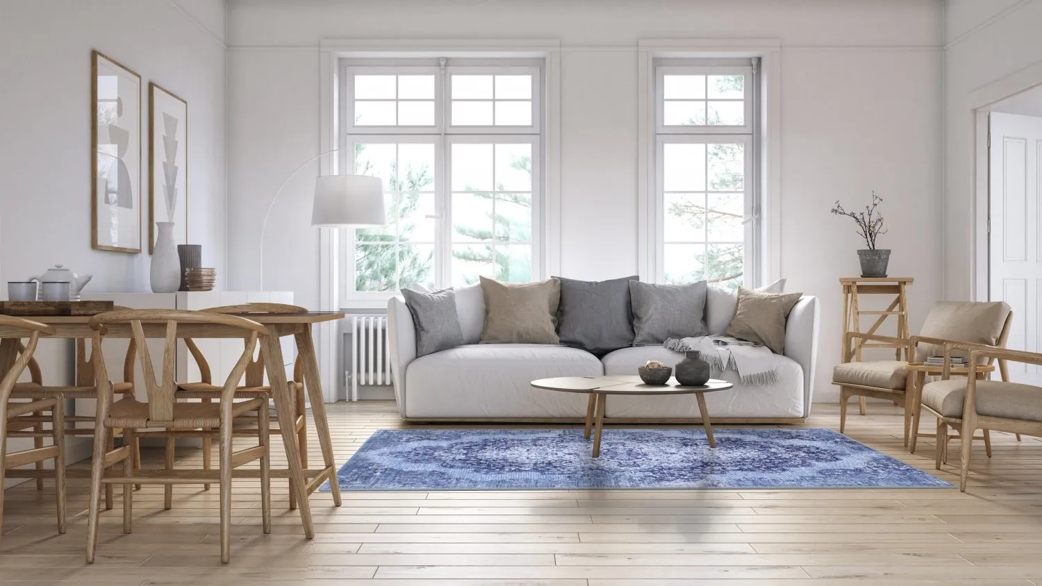 Wilton-tæppe - Badem (blå)