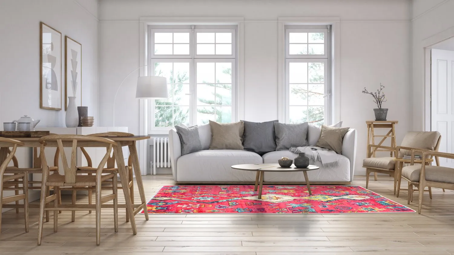 Wilton-tæppe - Misare (lyserød/multi)