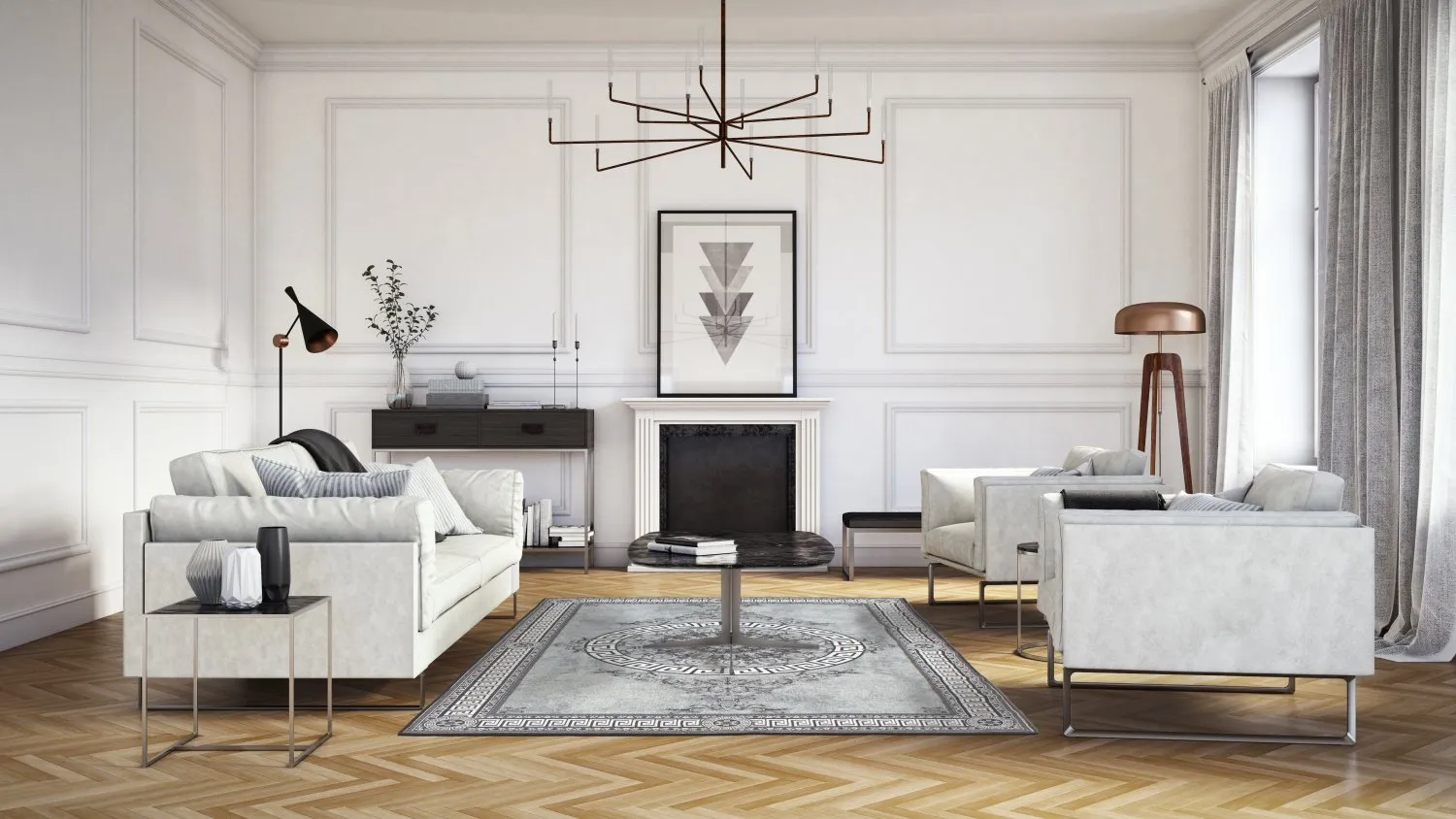 Wilton-tæppe - Amer (sort/hvid)