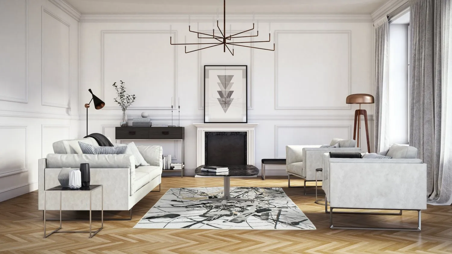 Wilton-tæppe - Lawrance (grå/hvid)