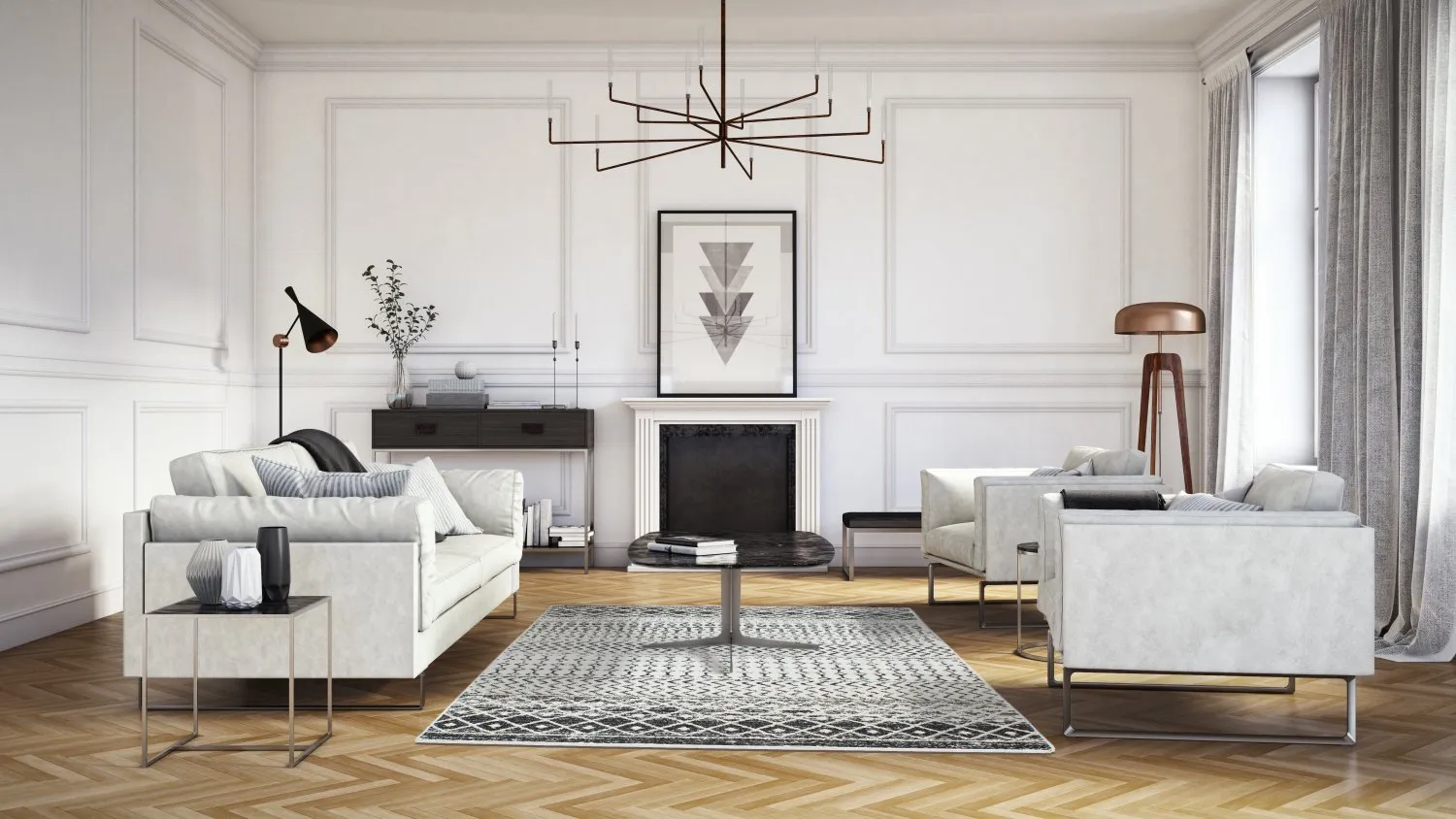 Wilton-tæppe - Ovada (sort/hvid)