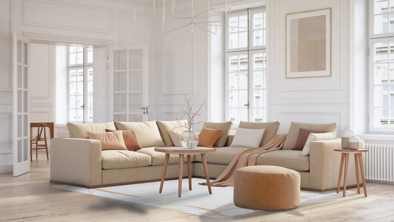 Wilton-tæppe - Cerasia (beige/hvid/guld)