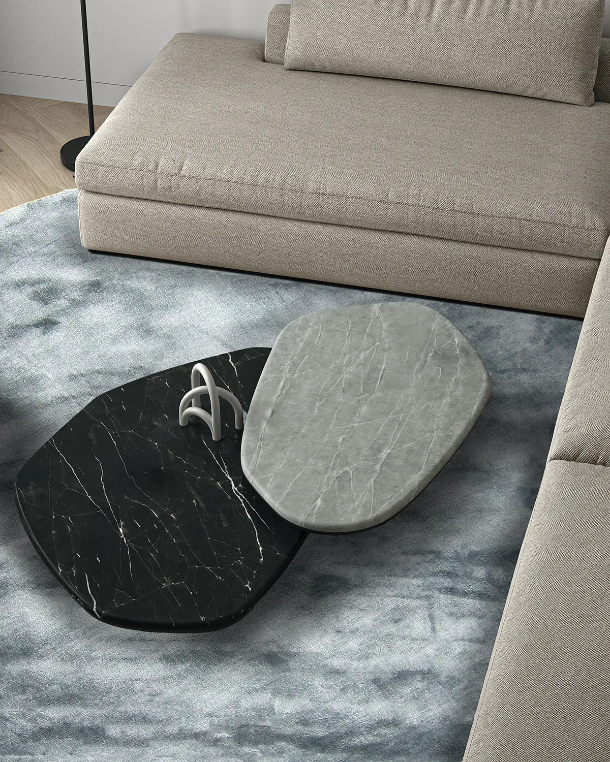 Rundt tæppe - Jodhpur Special Luxury Edition (blå/grå)