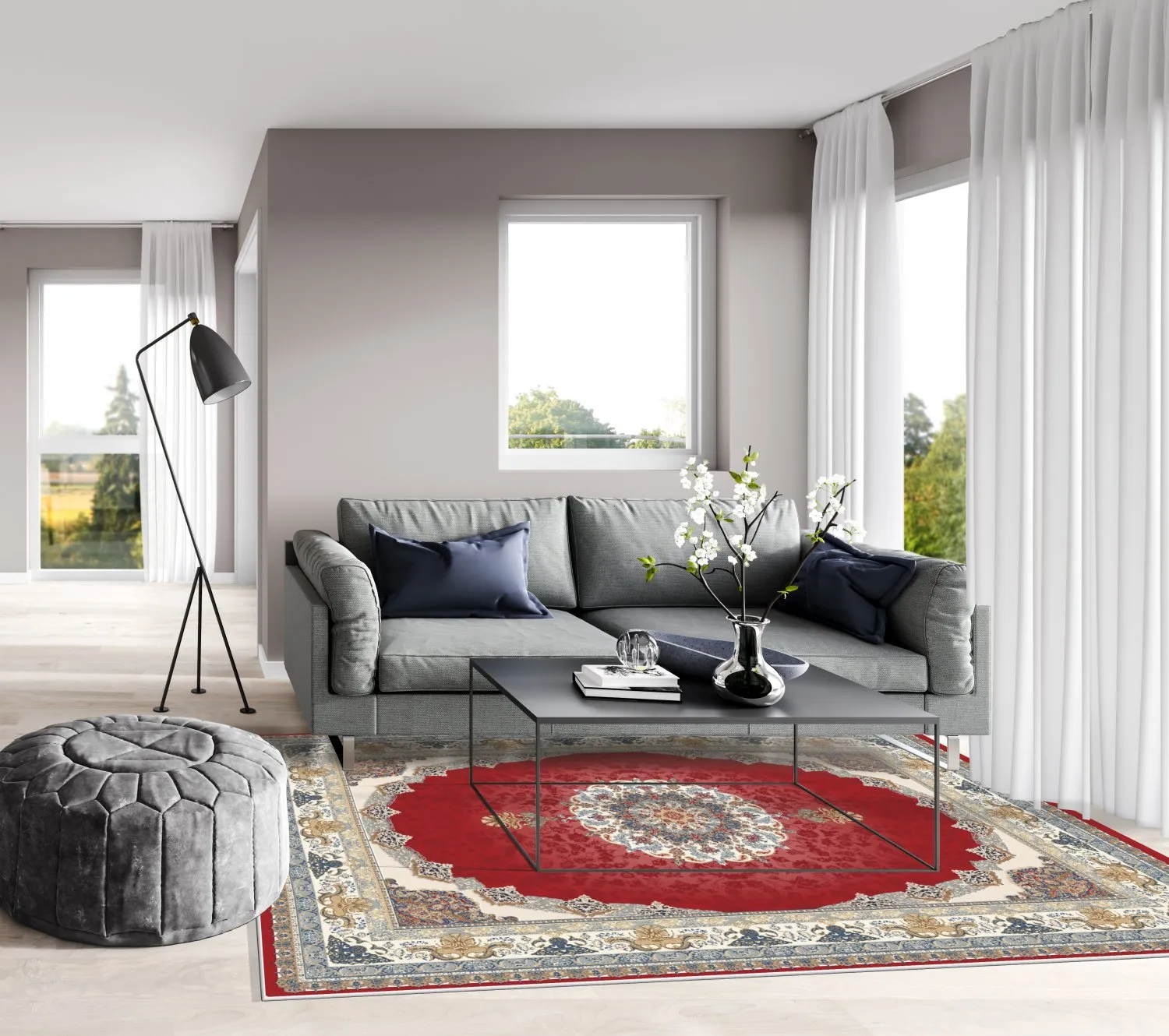 Wilton-tæppe - Lukla (rød)