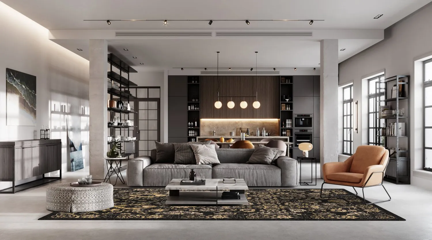 Wilton-tæppe - Fernana (sort/guld)