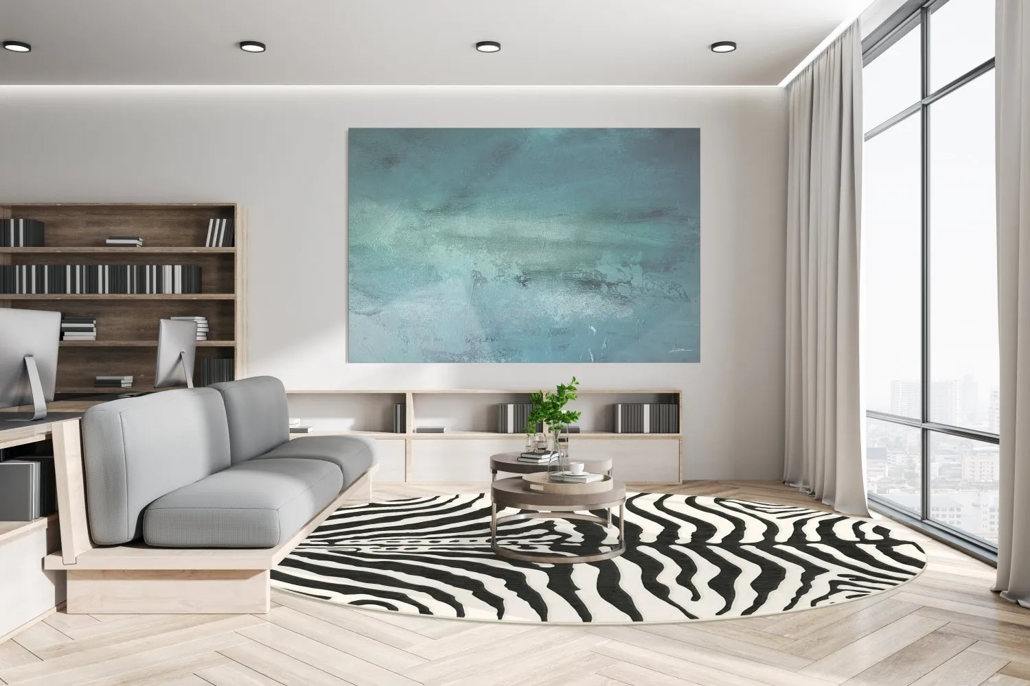 Rundt tæppe - Zebra (sort/hvid)