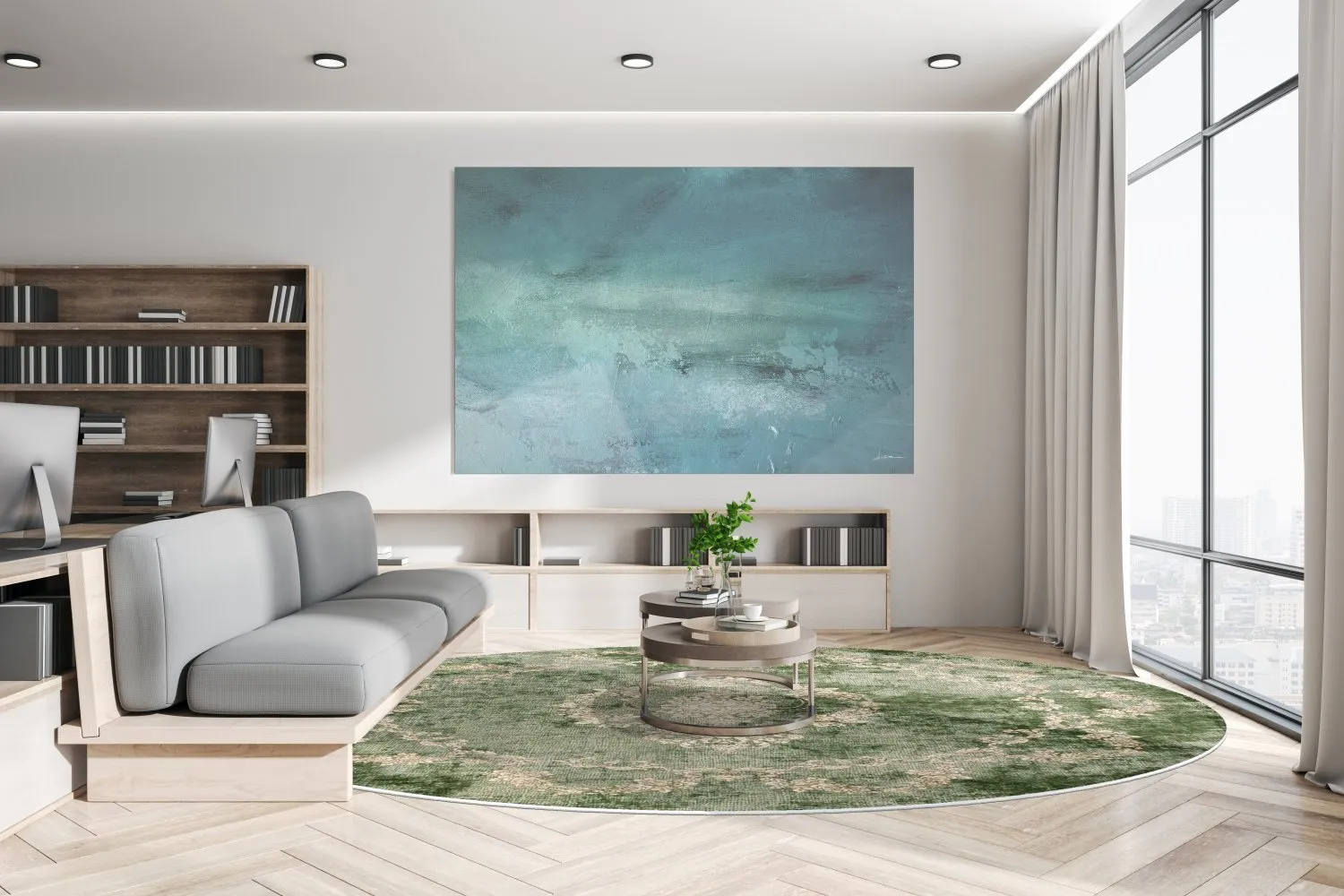 Rundt tæppe - Taknis (grøn)