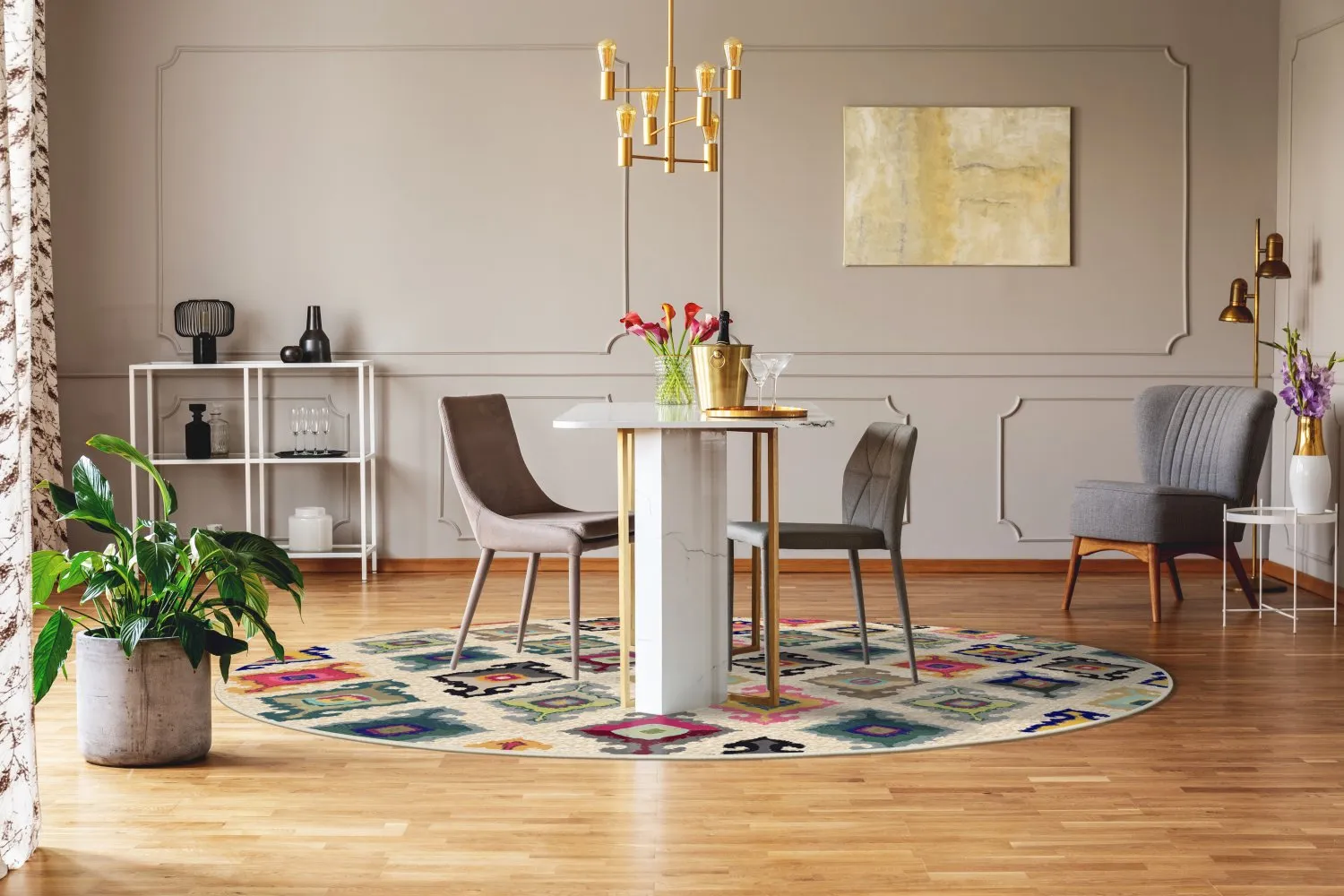 Rundt tæppe - Isparta (multi)