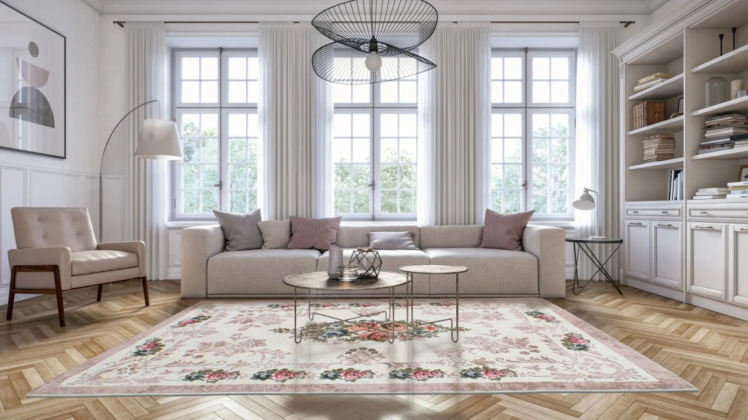 Wilton-tæppe - Delpha (beige/multi)