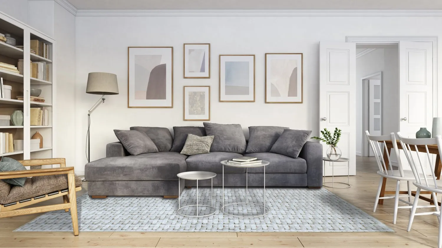 Wilton-tæppe - Sevgi (grå/hvid)