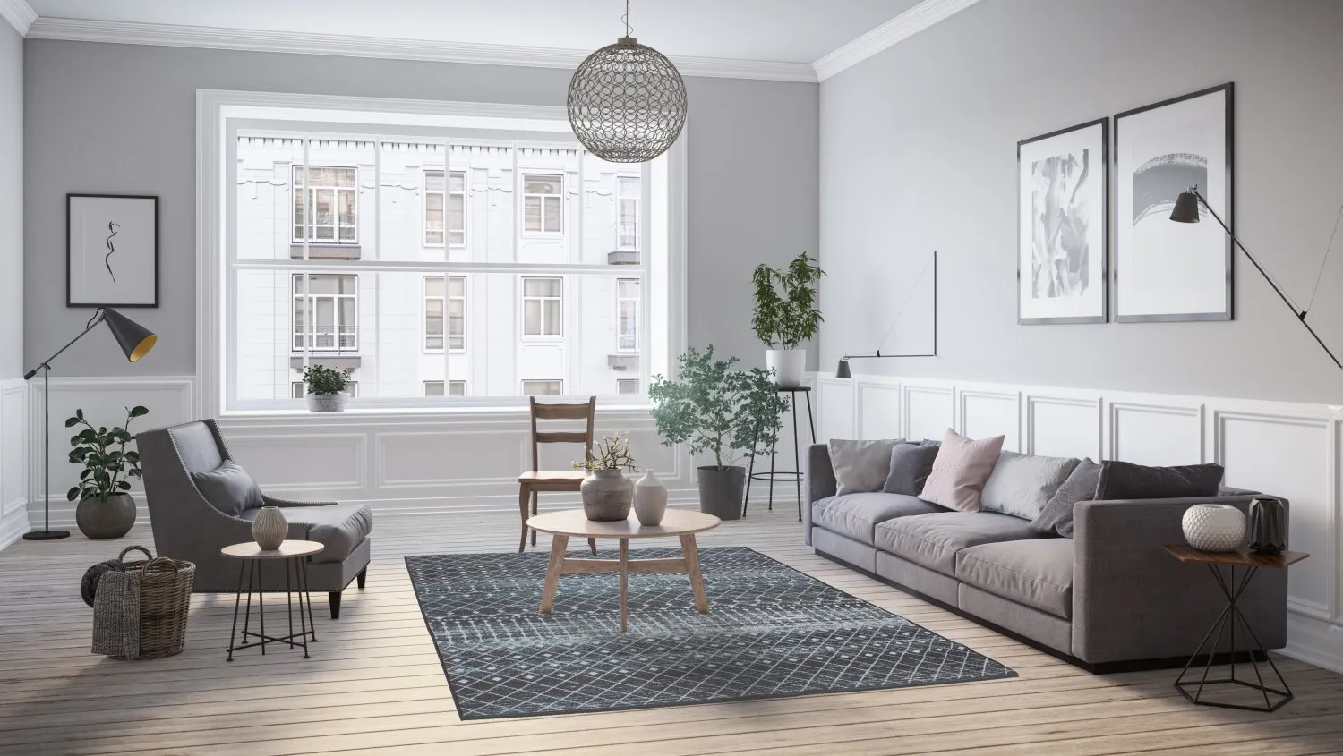 Wilton-tæppe - Stella (sort/hvid)