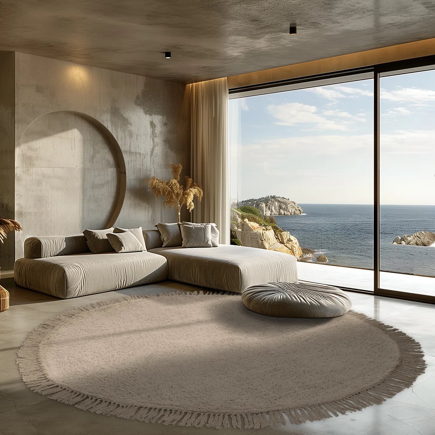 Runde tæpper - Alba Natural Cotton Shaggy (beige)