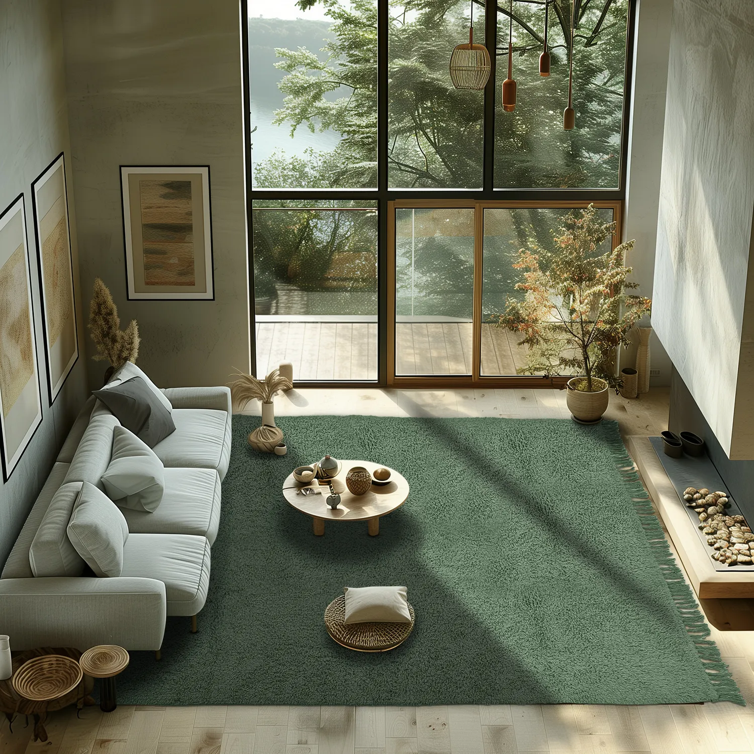 Ryatæpper - Alba Natural Cotton Shaggy (grøn)