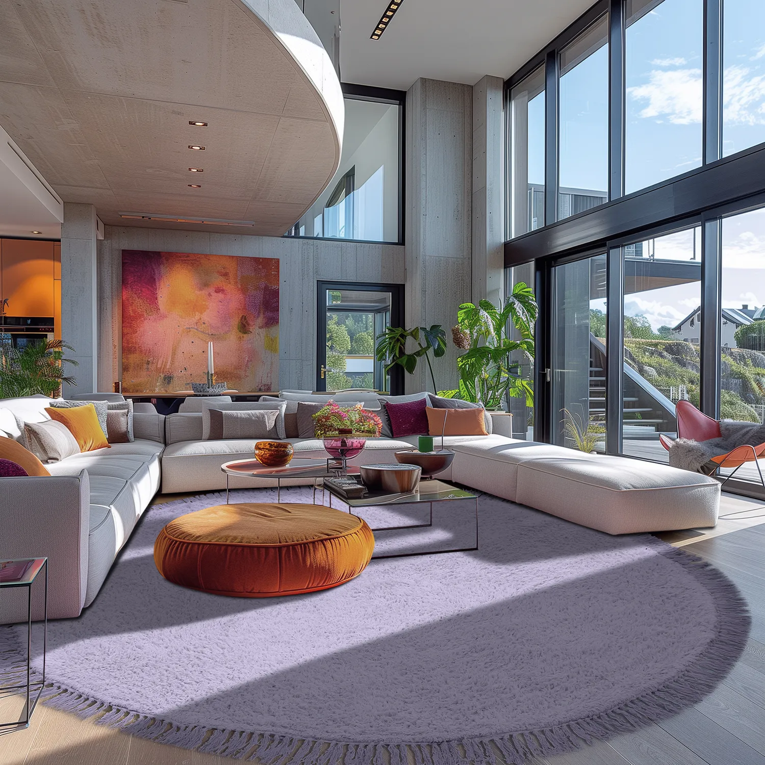 Runde tæpper - Alba Natural Cotton Shaggy (lilla)