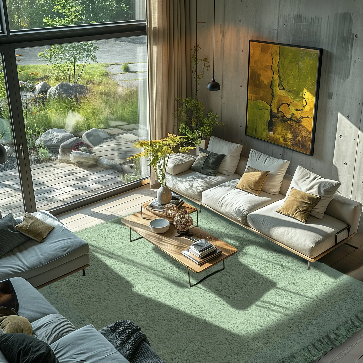 Ryatæpper - Alba Natural Cotton Shaggy (lysegrøn)